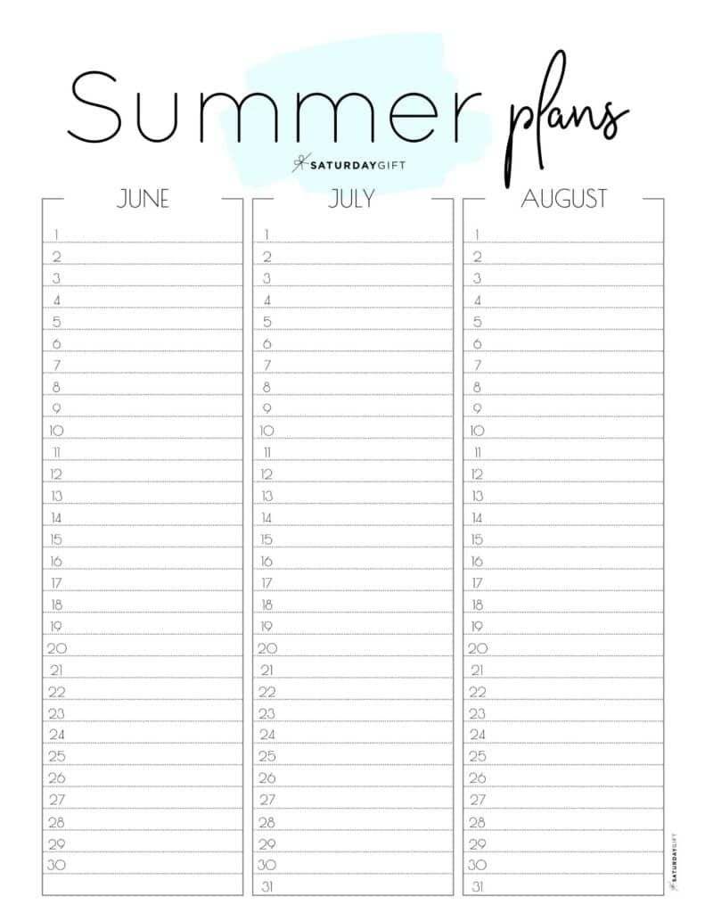 Catch 12 Week Printable Calender