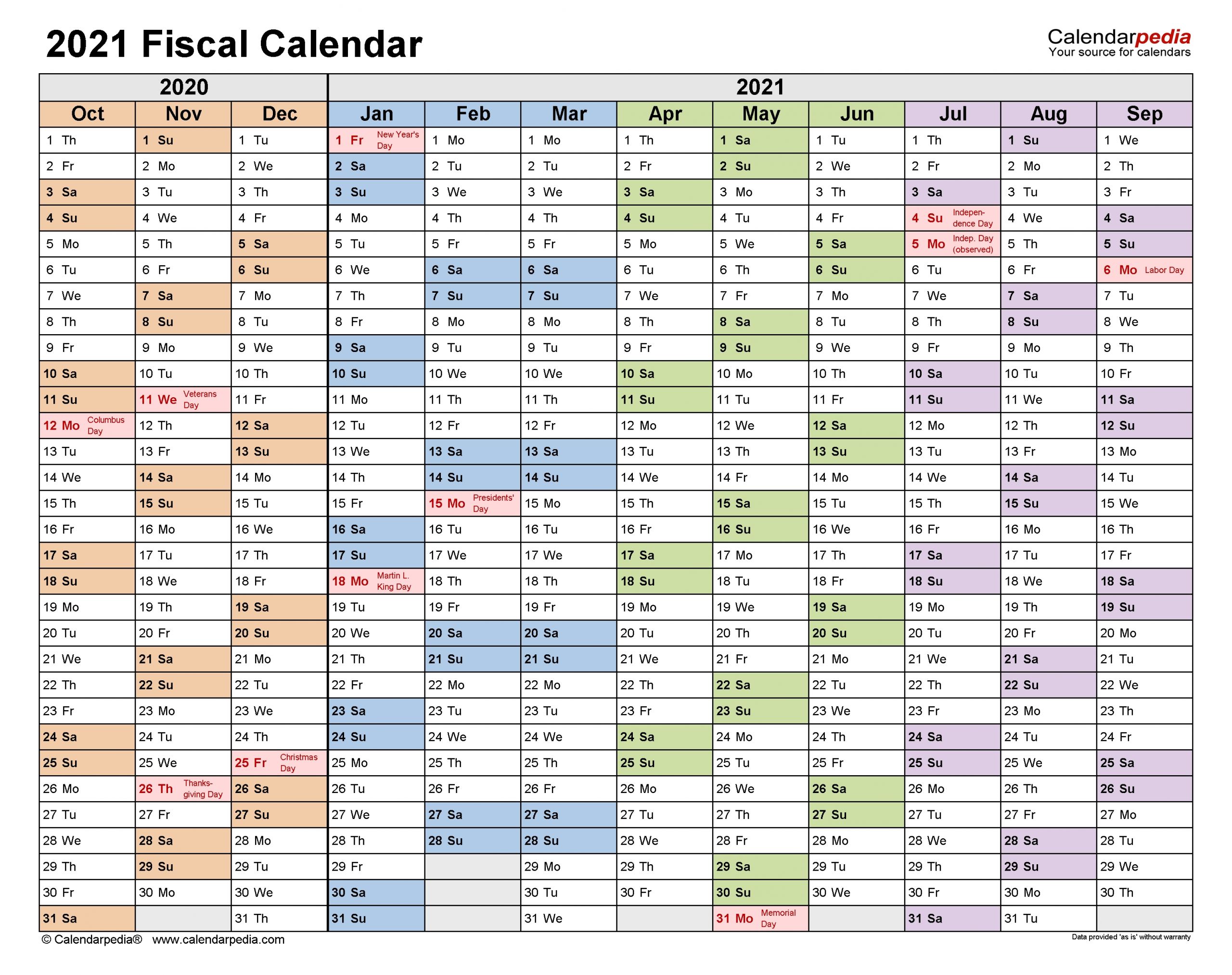 Catch 2021 Financial Calendar With Week Numbers