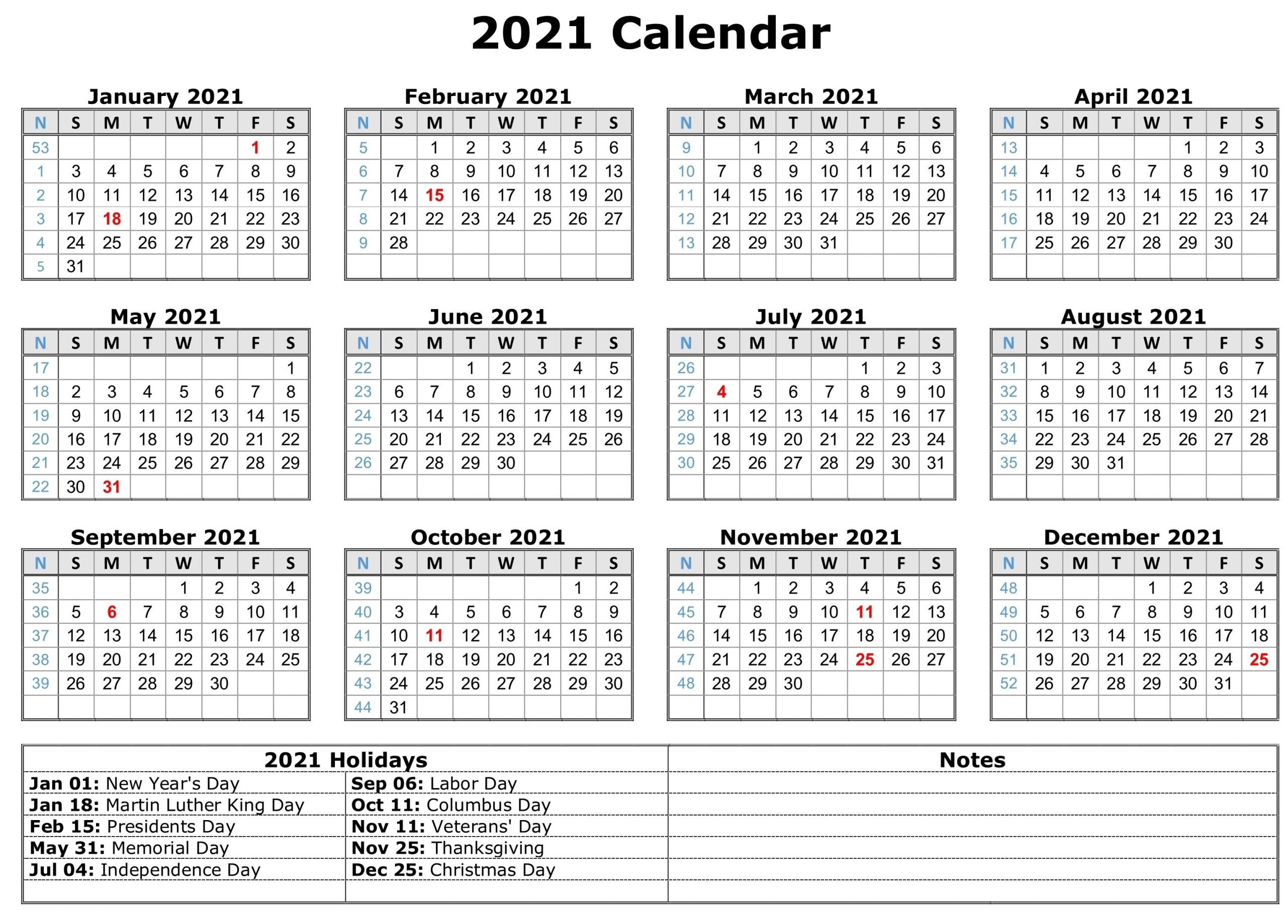 Catch 2021 Yearly Calendar Free Pdf Printable