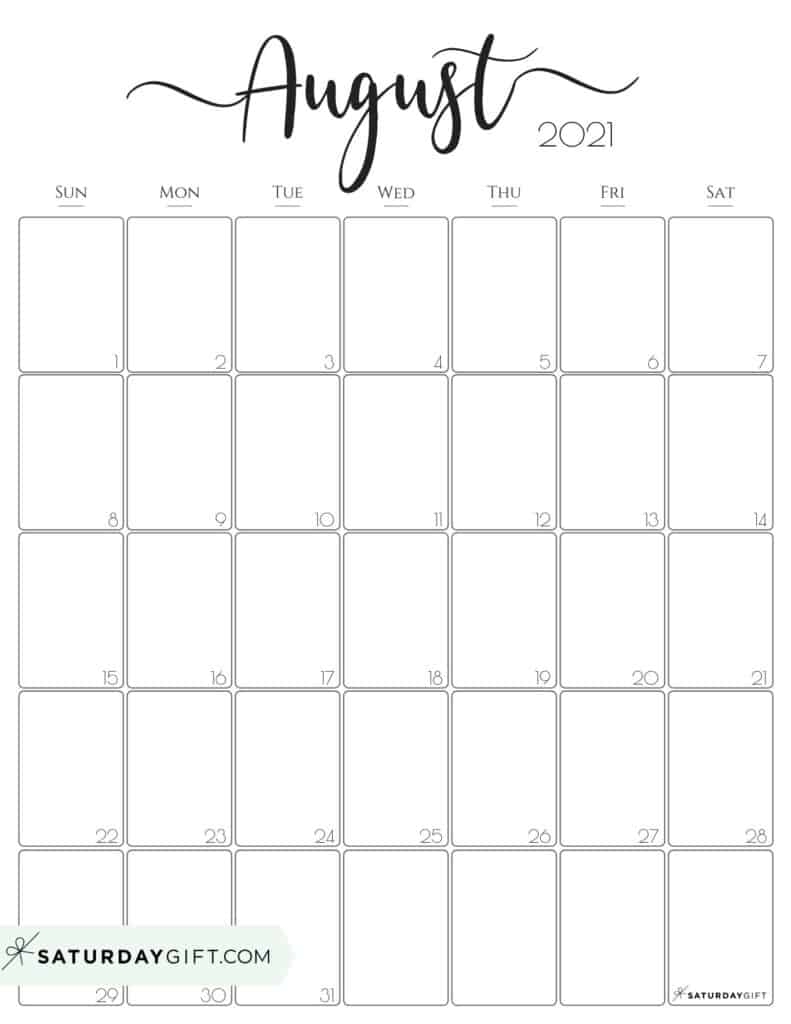 Catch 8X11 Printable August 2021 Calendar