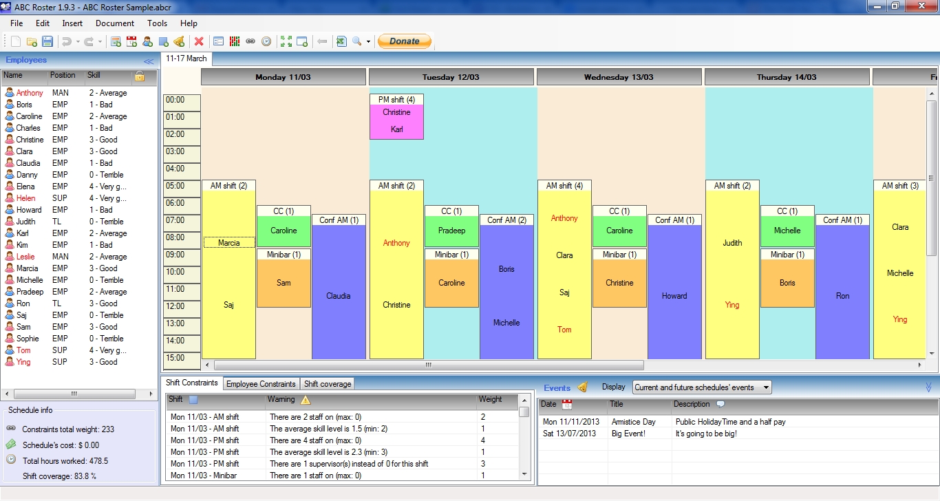 Catch A B C Shift Schedule