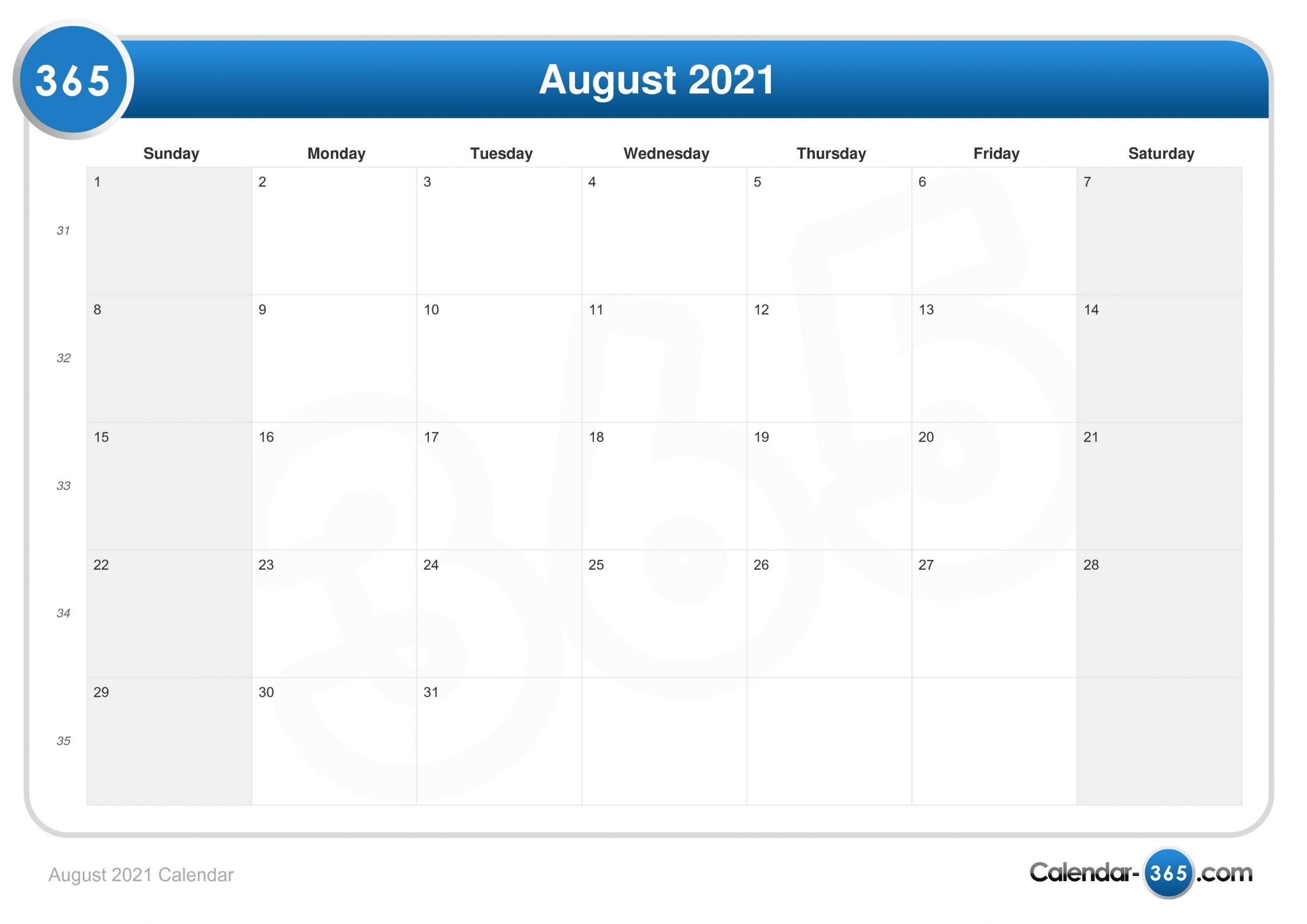 Catch August 2021 Calendar