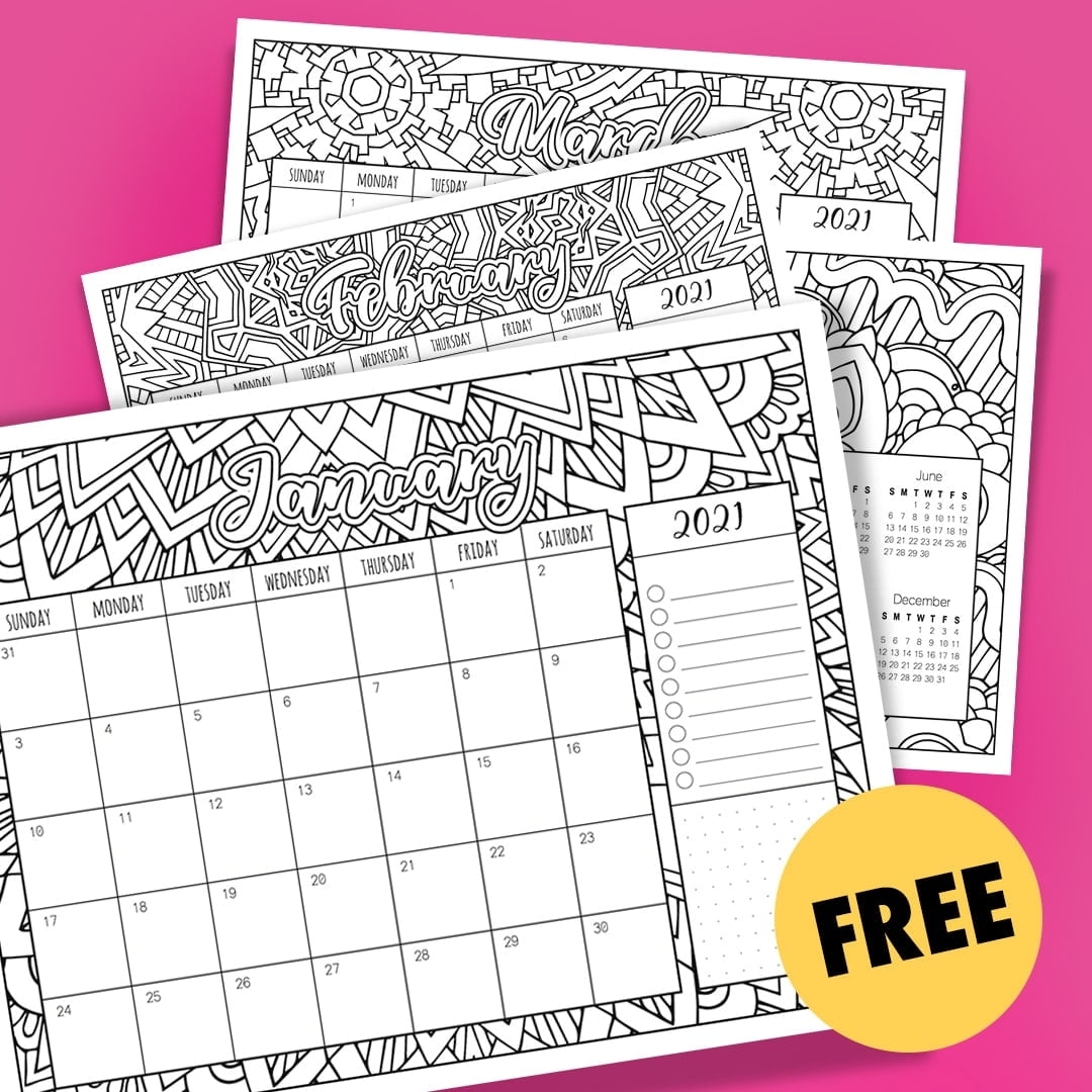 Catch August 2021 Coloring Calendars