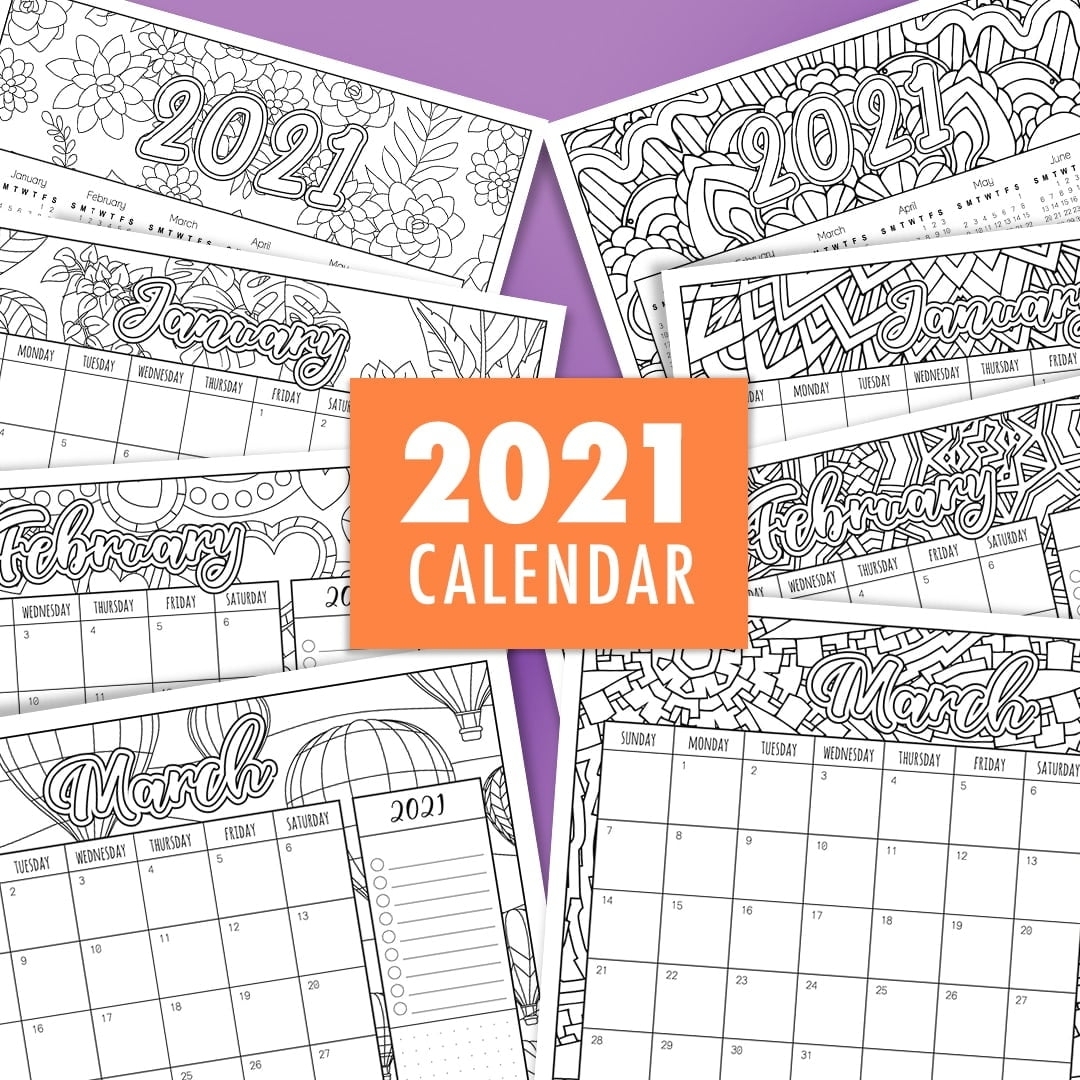 Catch August 2021 Coloring Calendars