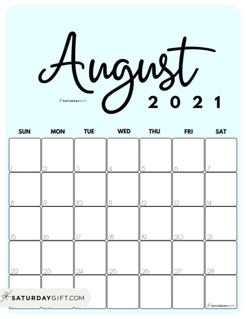 Catch August 2021 Printable Calendar Colorful
