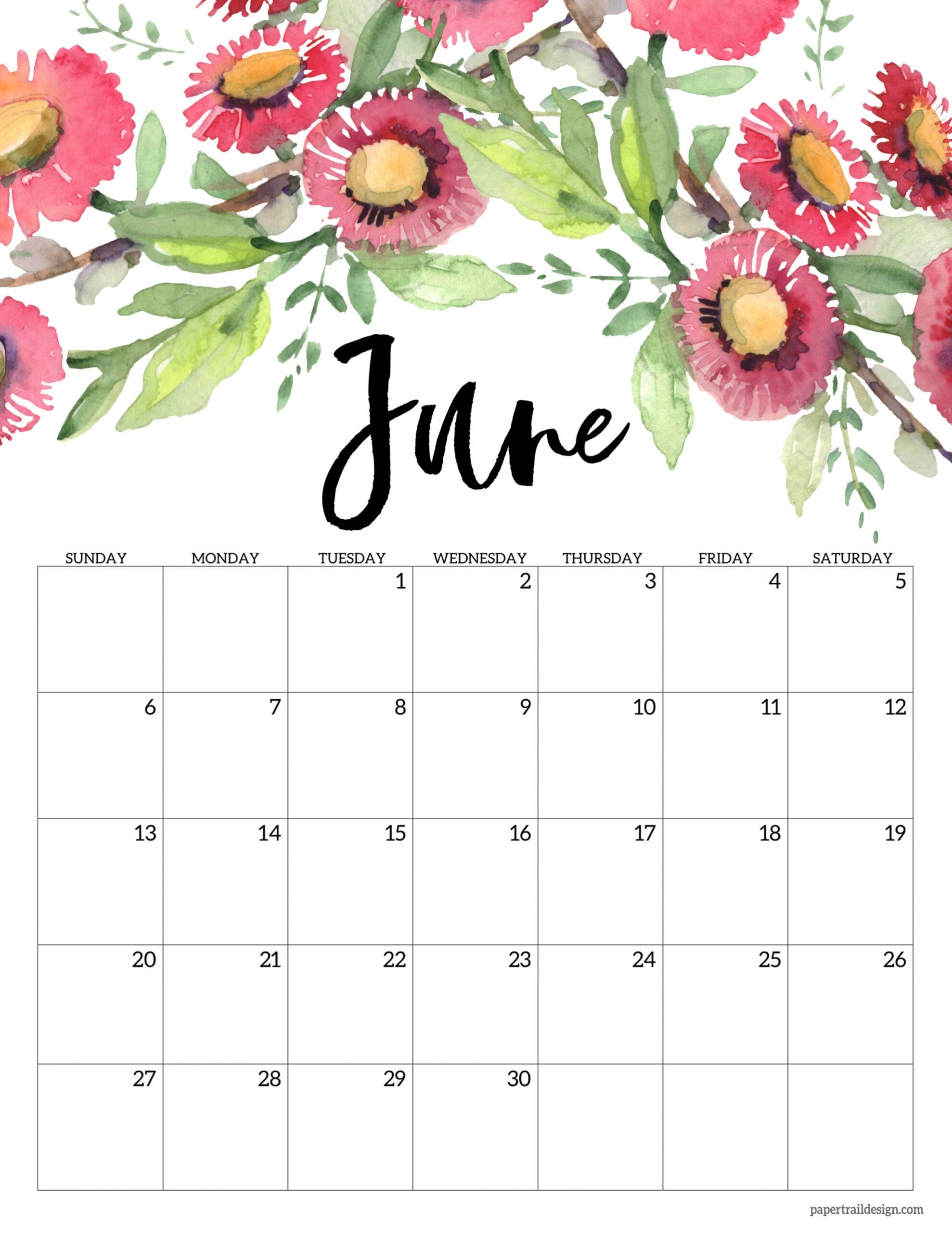 Catch August 2021 Printable Calendar With Flowers