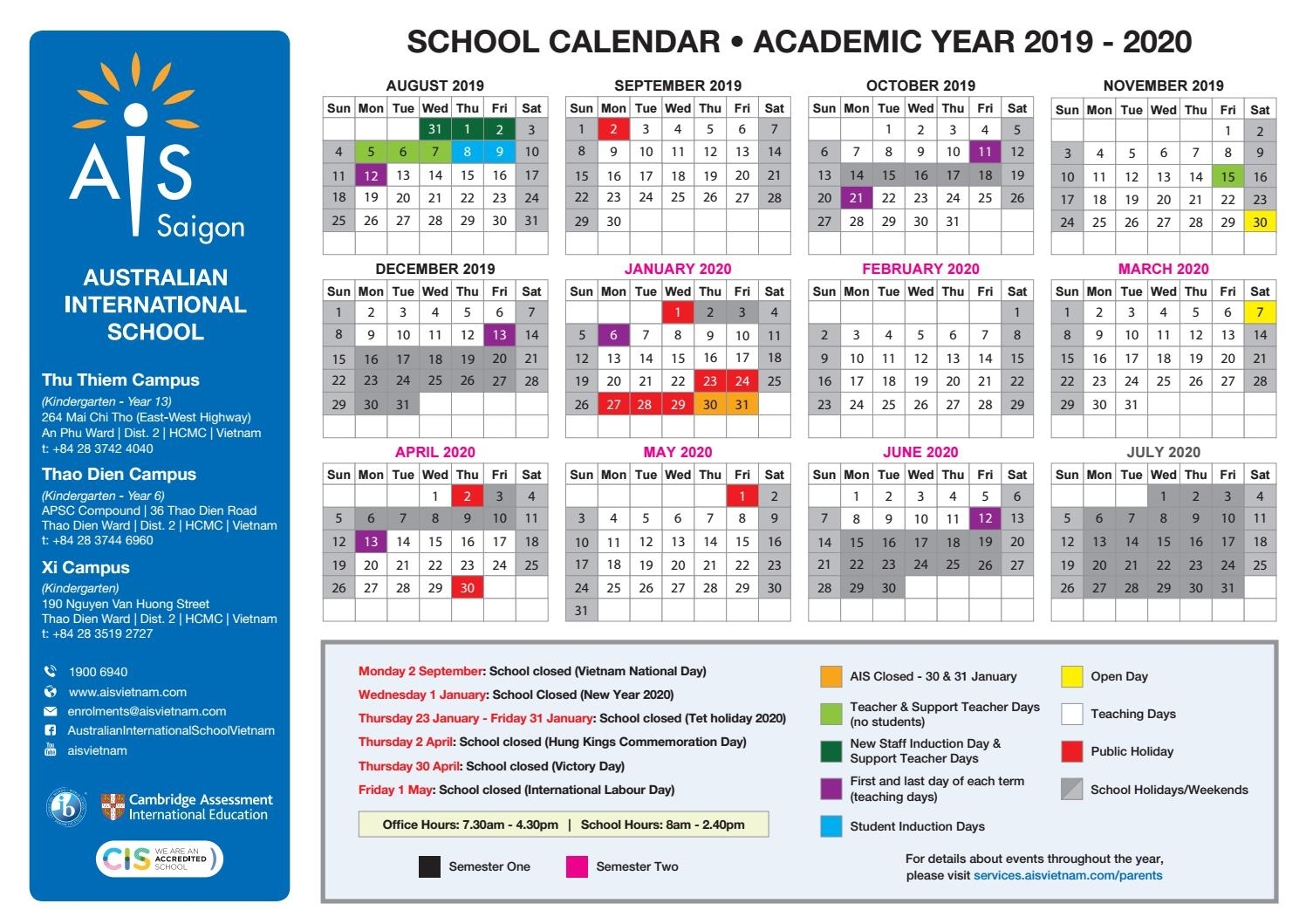 Catch Australian School Calender