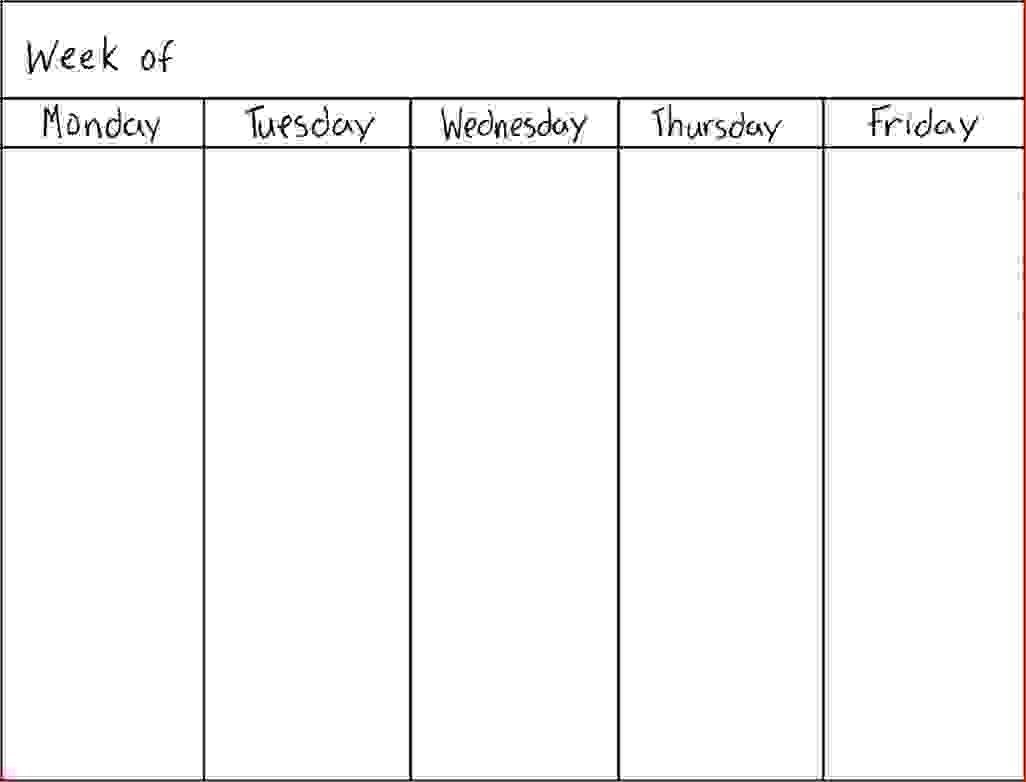 Catch Blank 7 Day Calendar Printable