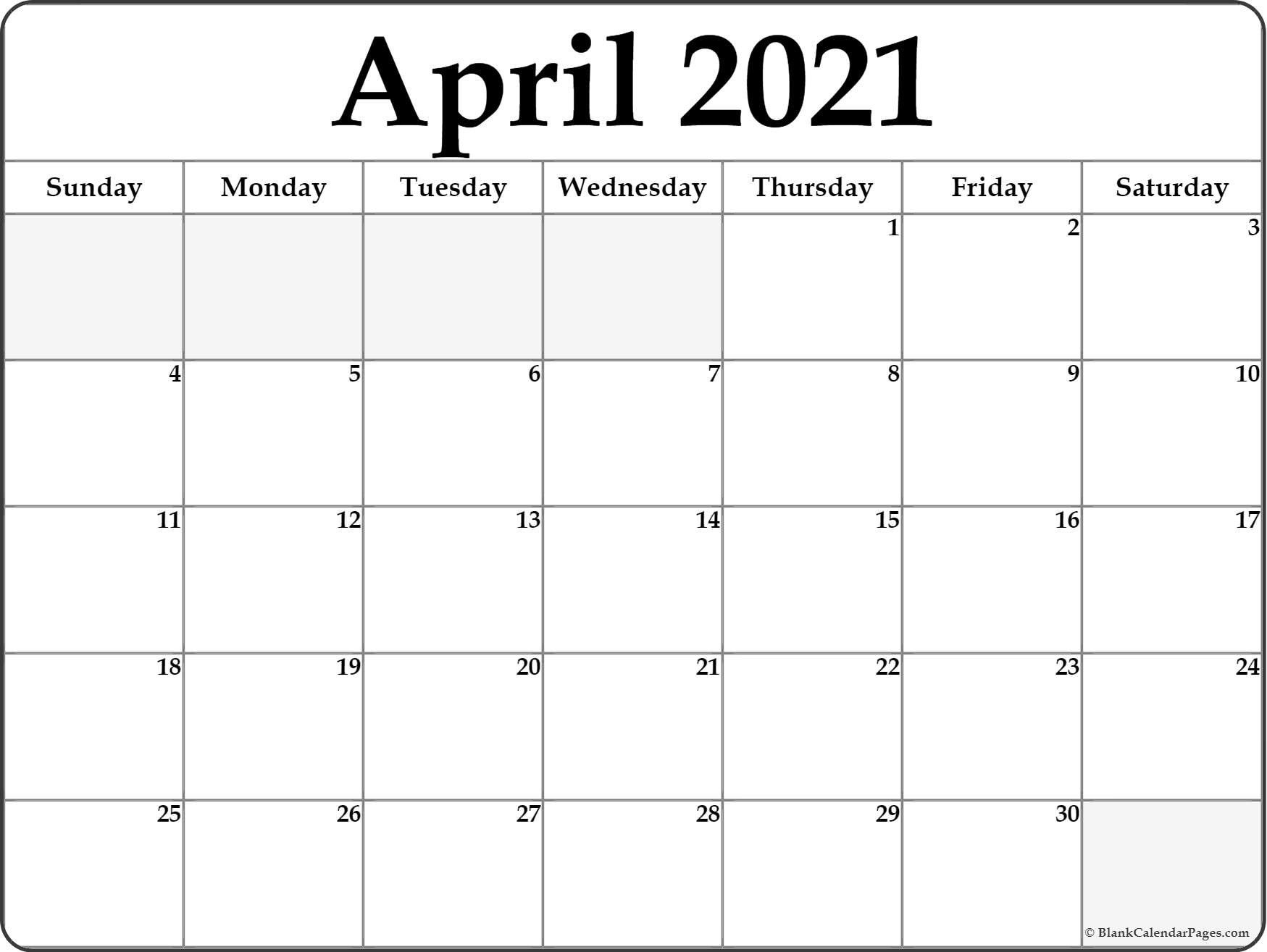 Catch Blank April 2021 Calendar Printable