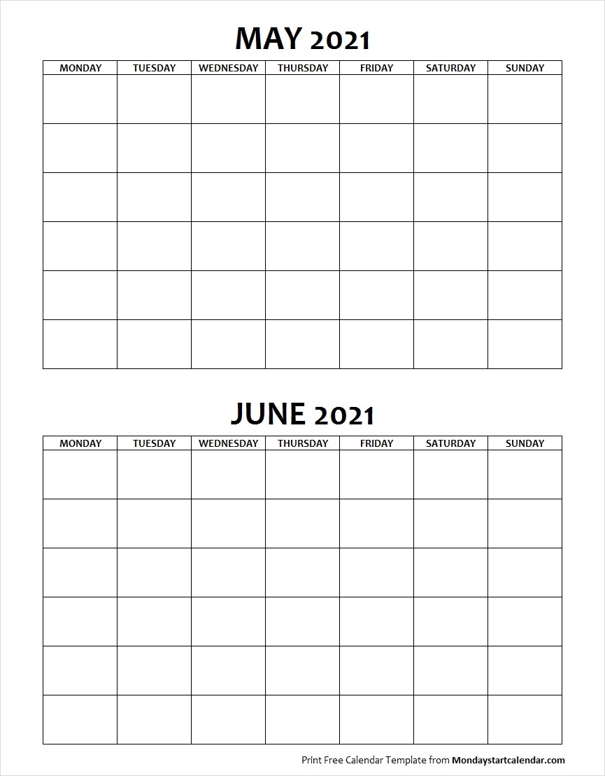 Catch Blank Calendar 2021Monday To Sunday