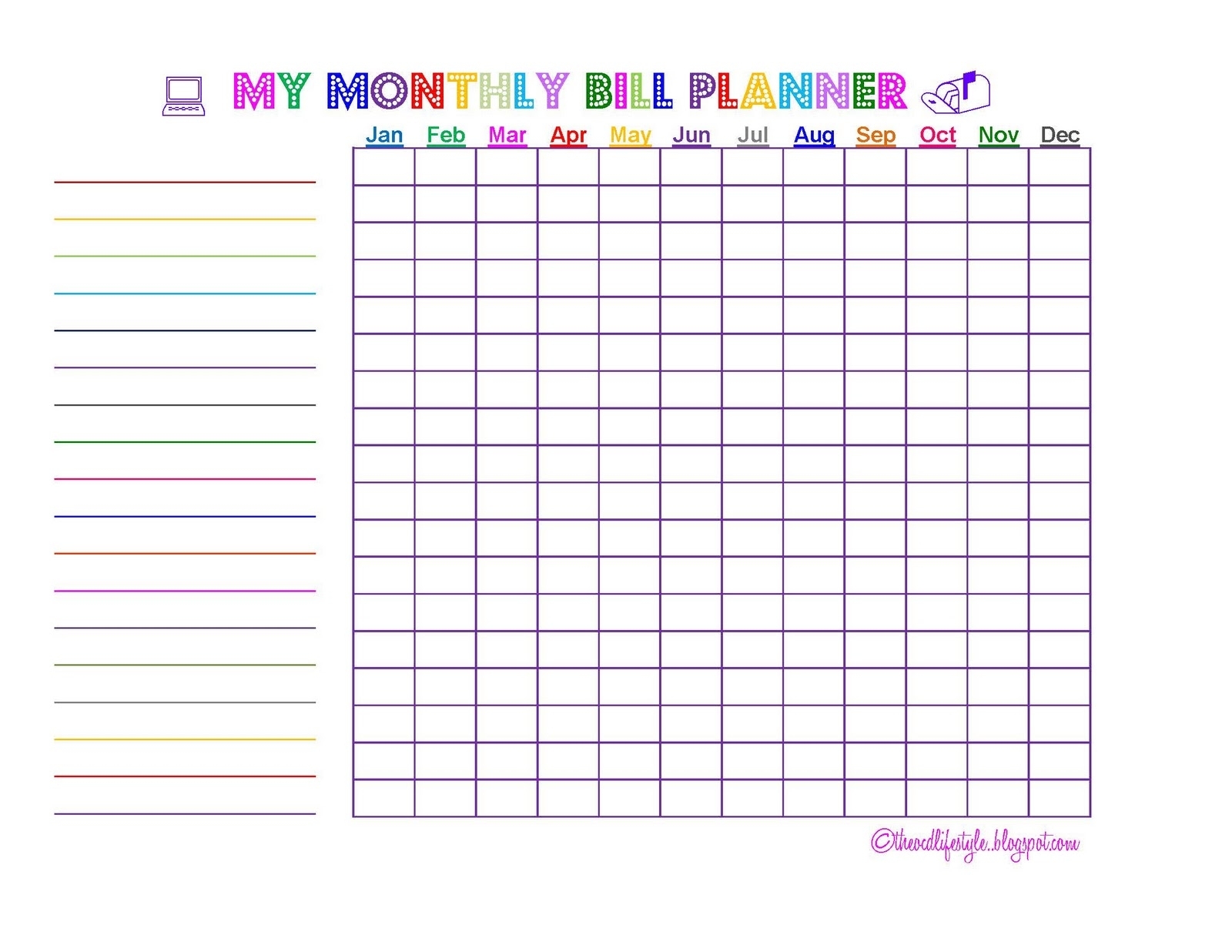 Catch Blank Chart For Monthly Bills