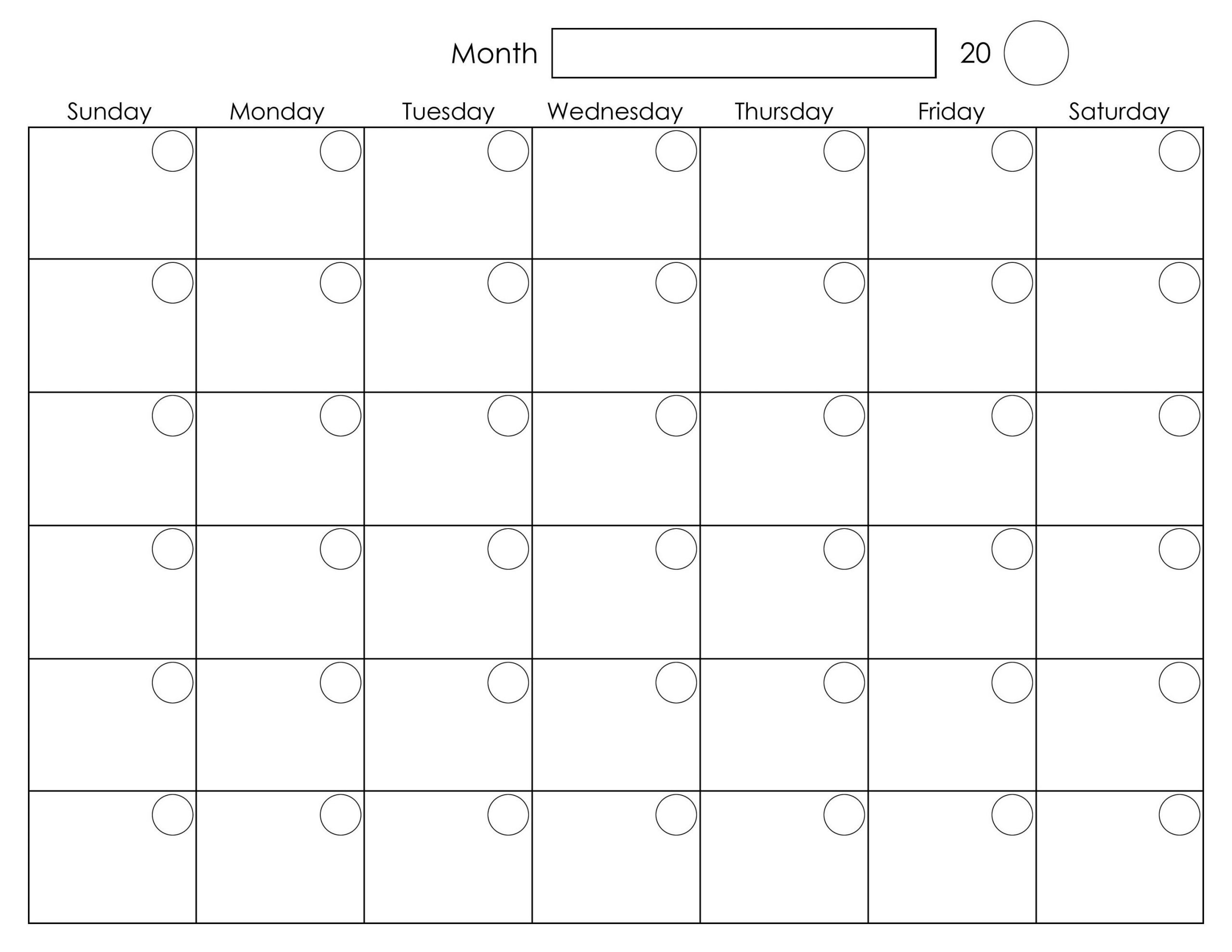 Catch Blank Monthly Calendar Template Free