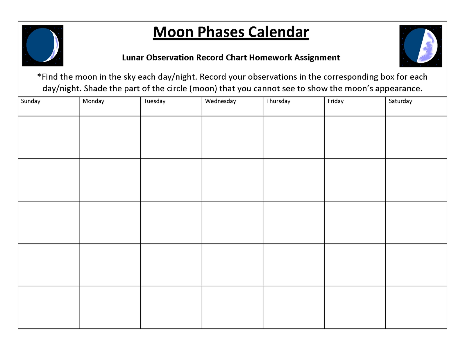 Catch Blank Moon Phase Calendar For Kids