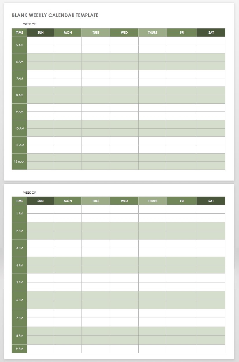 Catch Blank Two Week Schedule