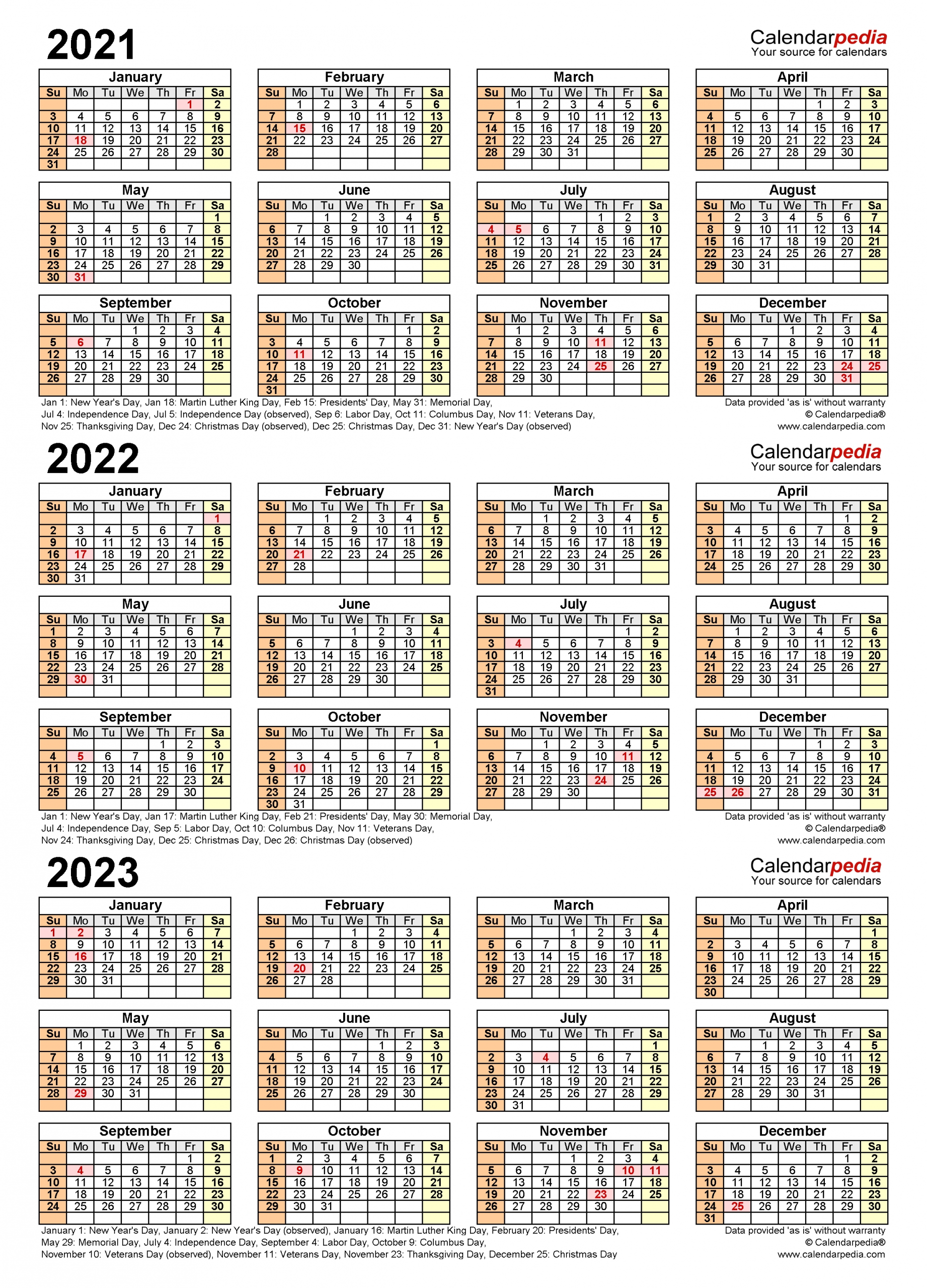 Catch Calander 2021 Thru 2023