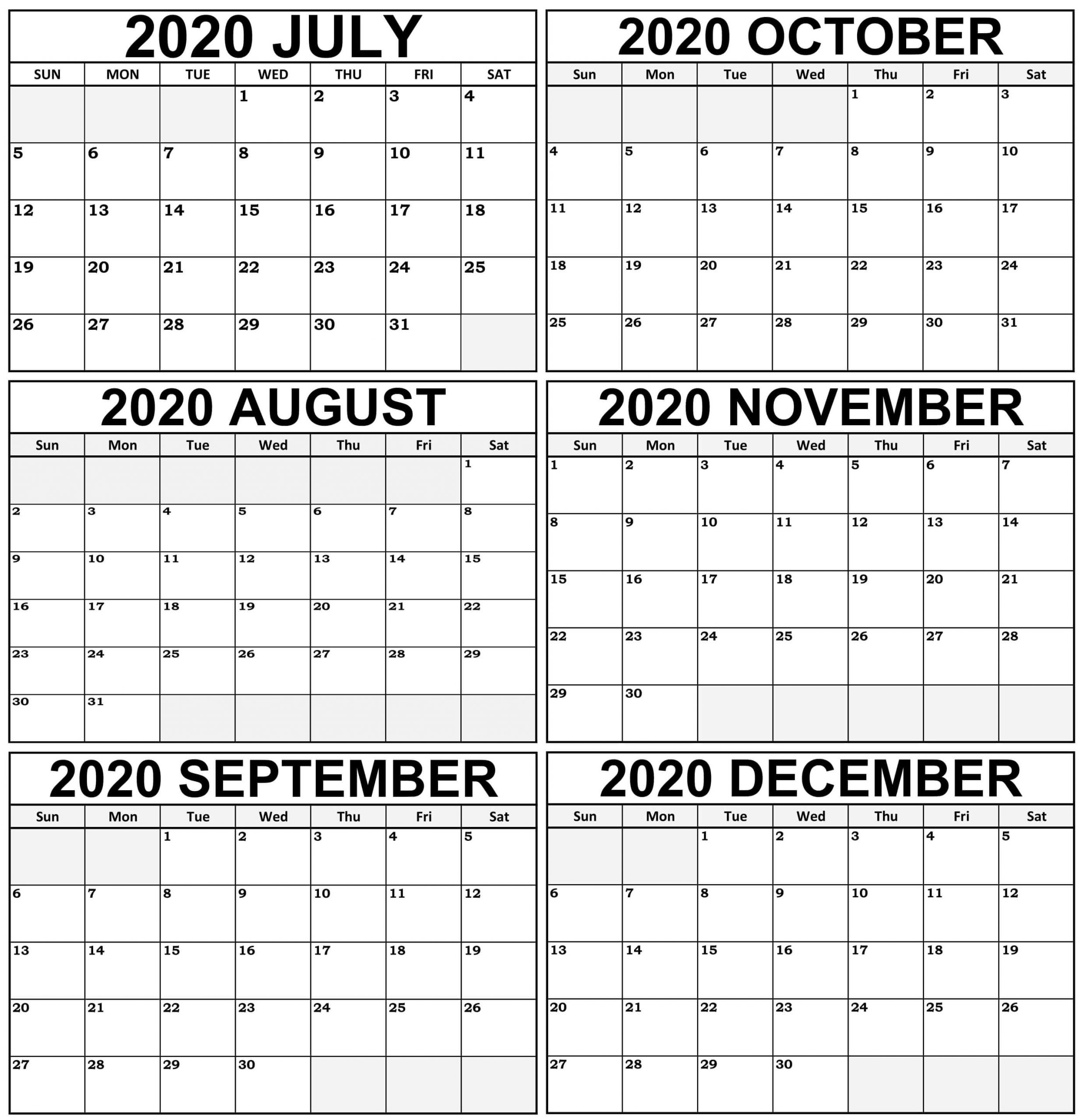Catch Calendar August Through December