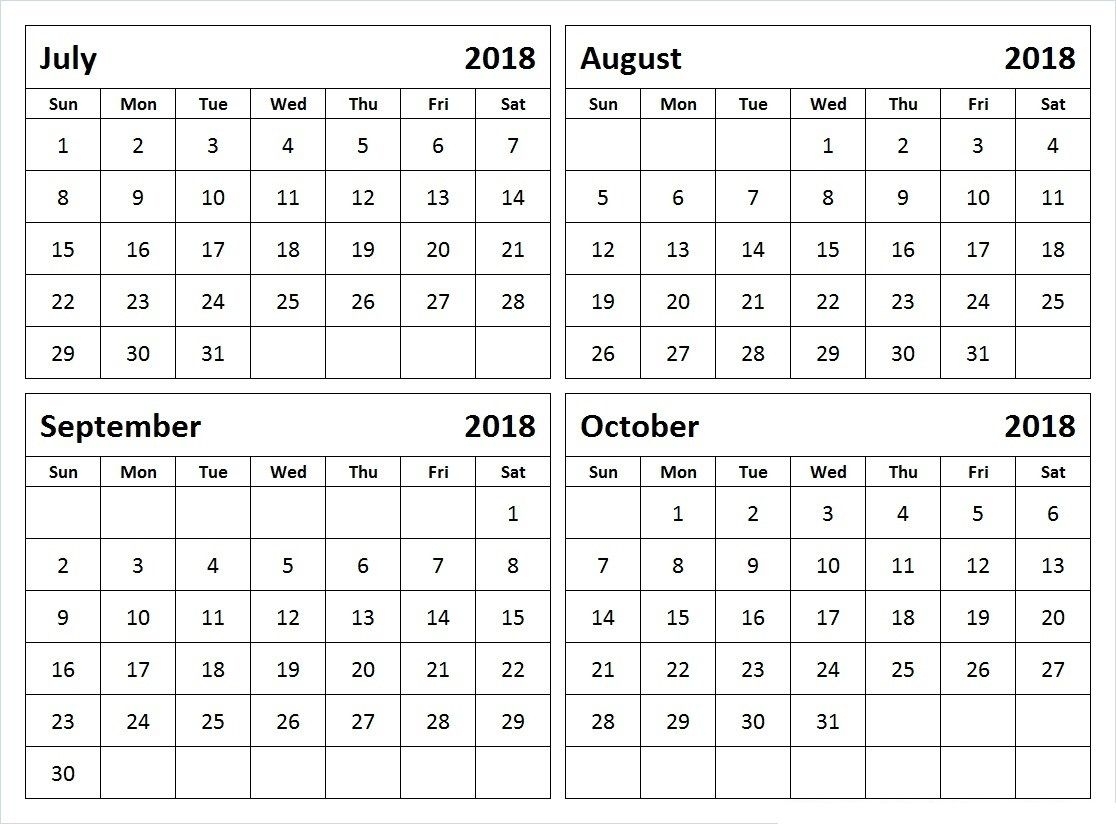 Catch Calendar For July August September October