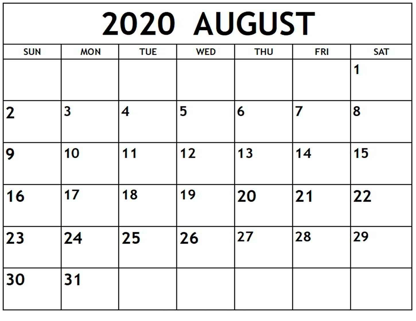 Catch Calendar Month Of August