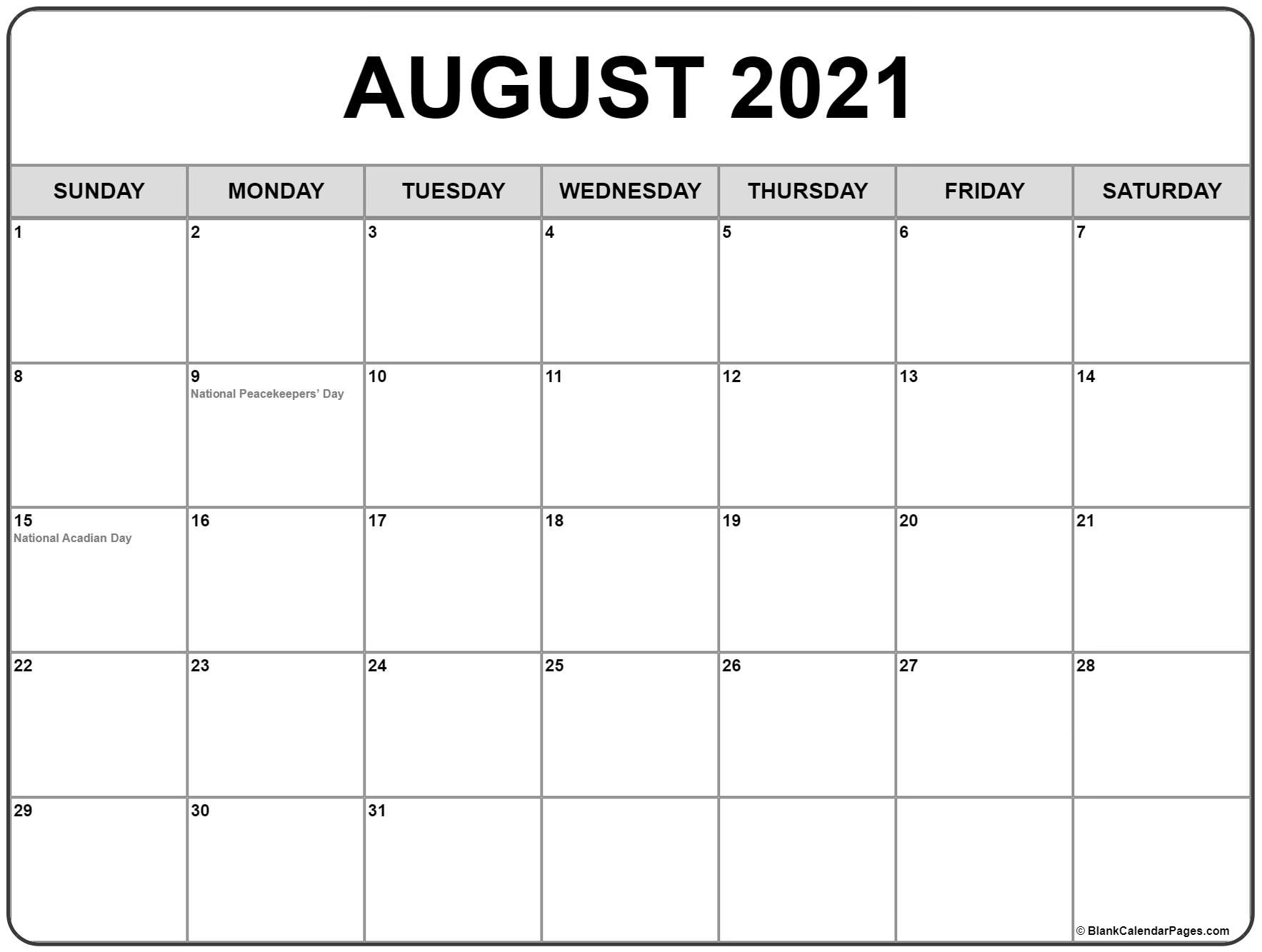 Catch Calendar Print Out August 2021 Fun