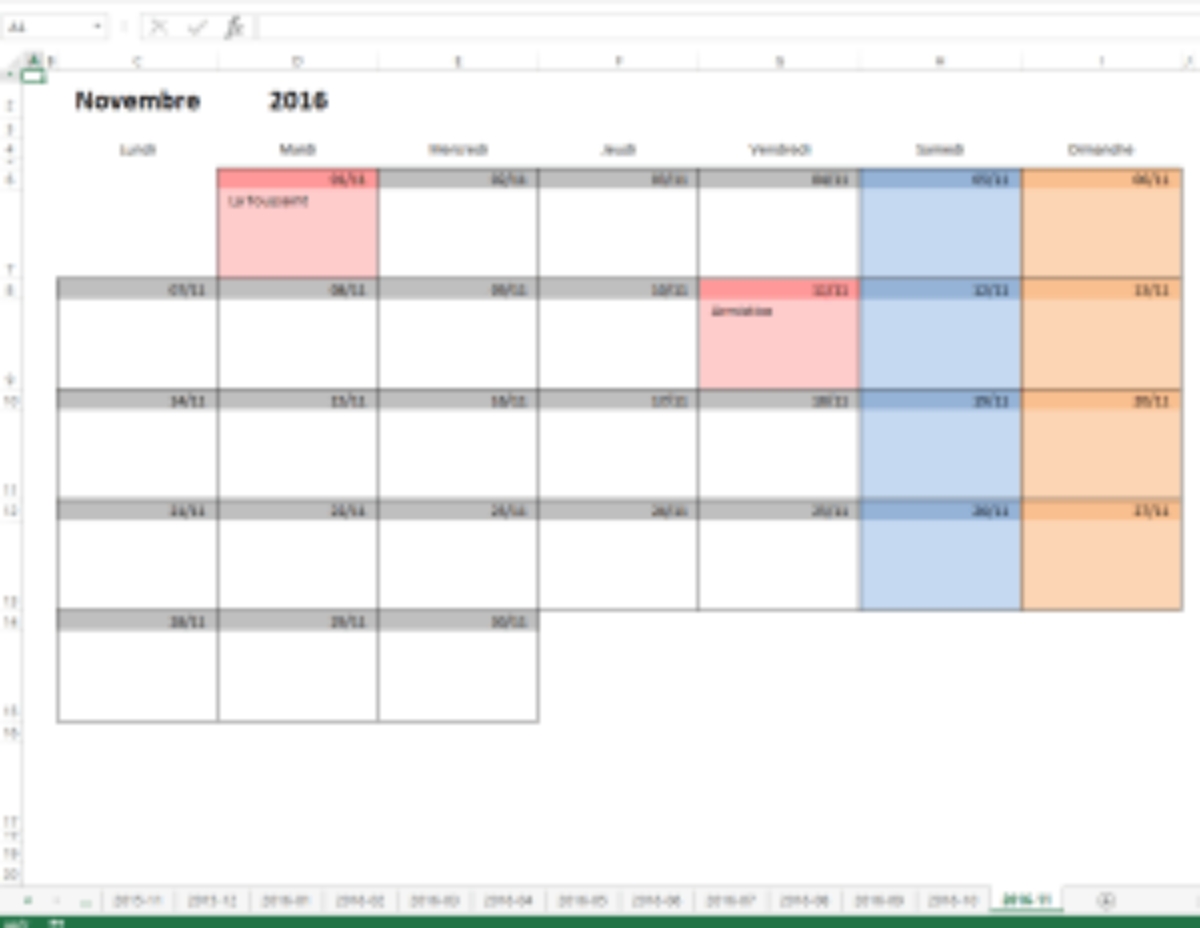 Catch Calendrier Mois Excel