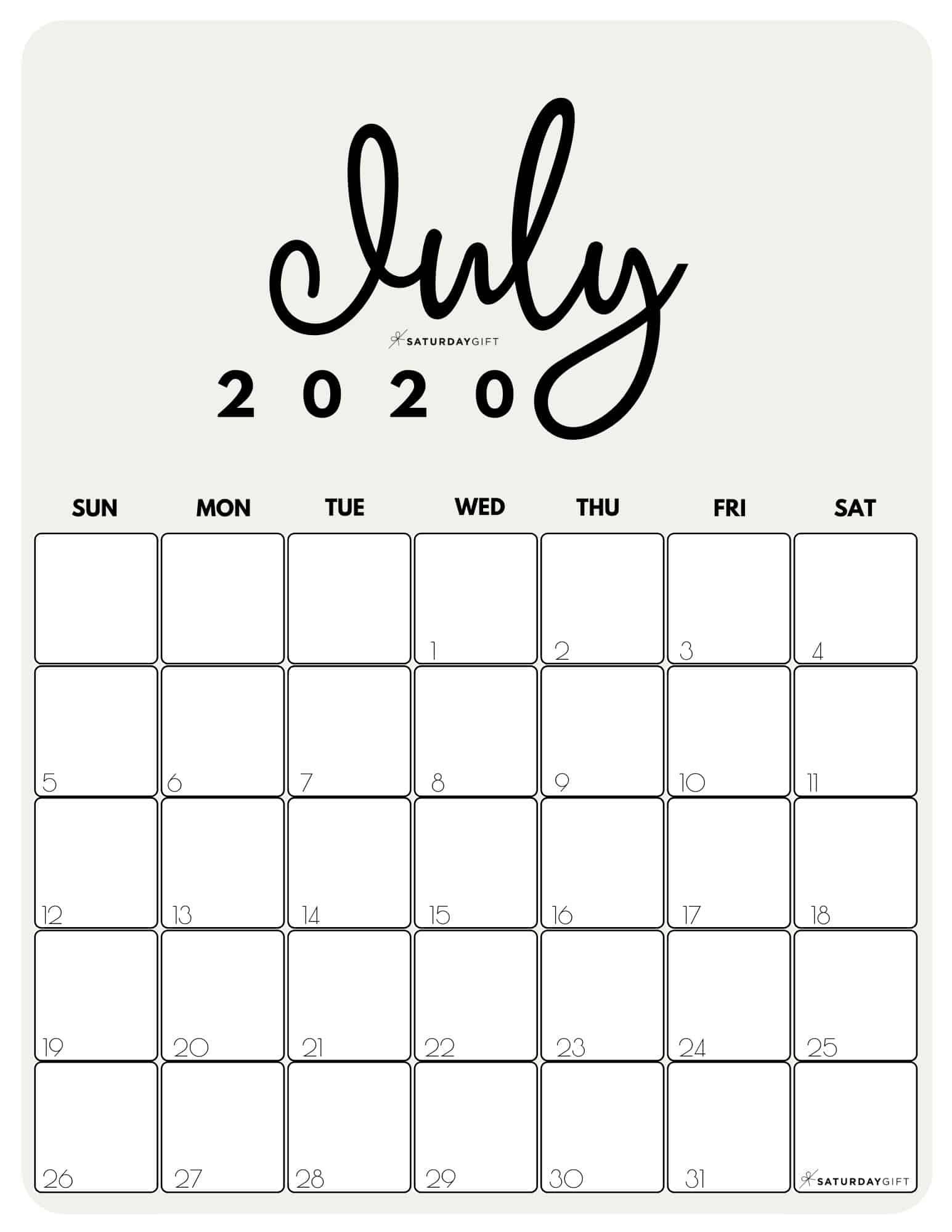 Catch Cute Free Printable Calendar July 2021