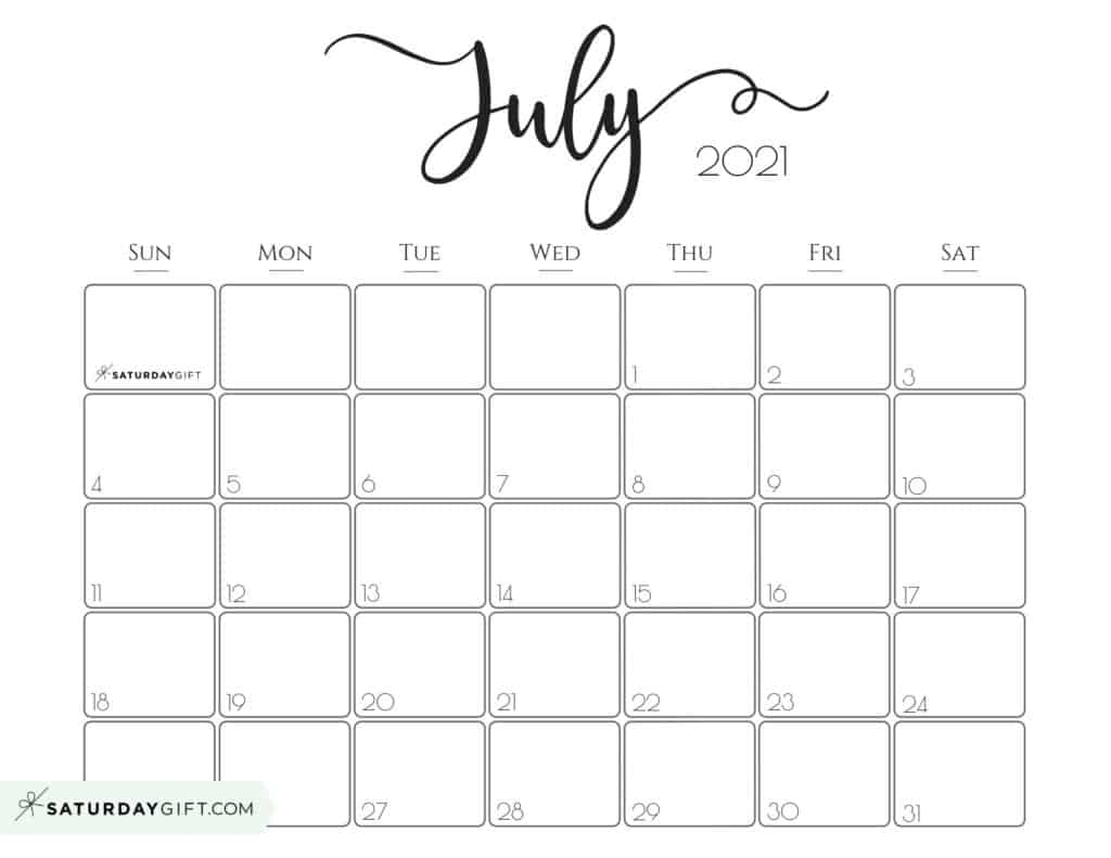 Catch Cute Free Printable Calendar July 2021