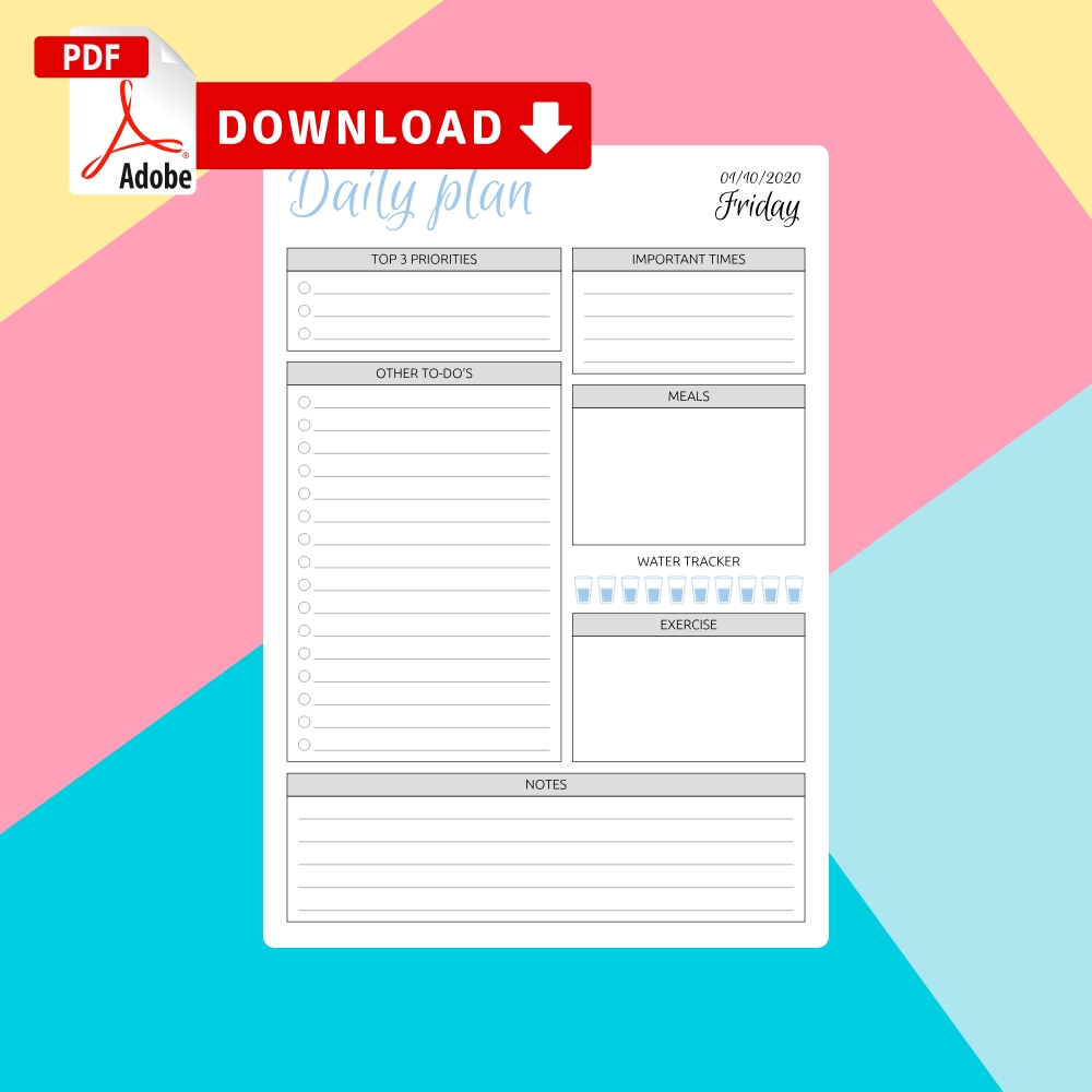 Catch Daily Organizer Free Printable Template