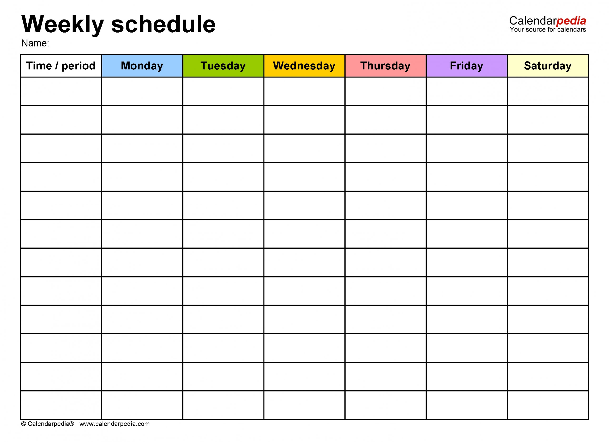 Catch Days Of The Week Template Schedule