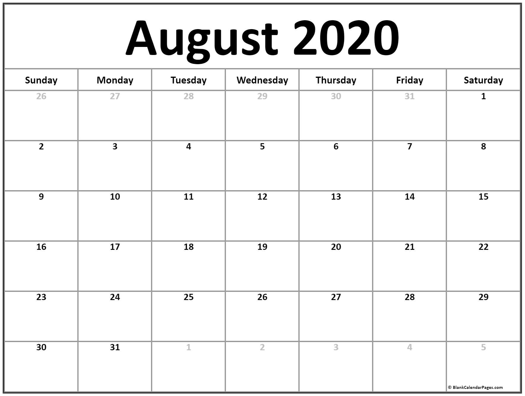 Catch Empty Calendar August Through October