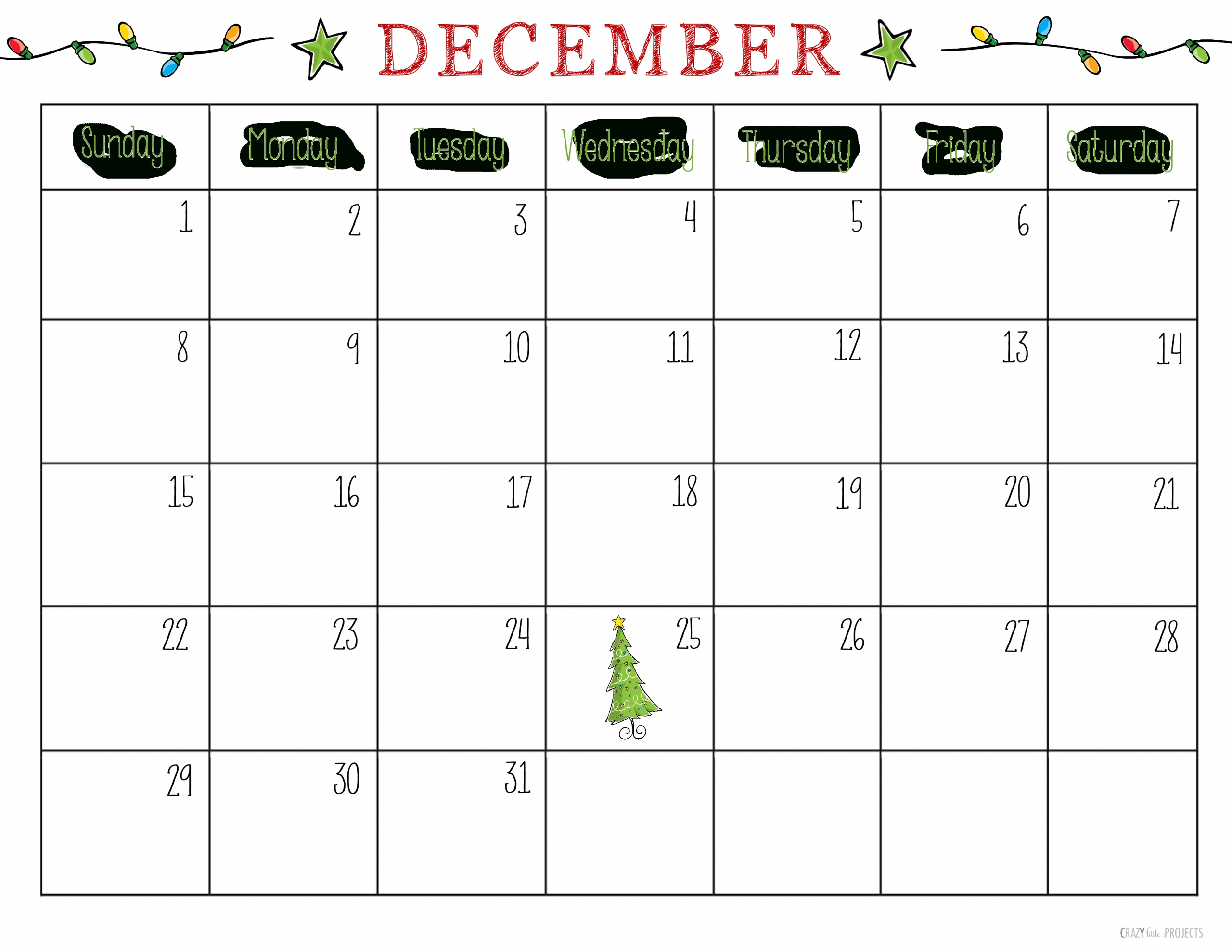 Catch Festive November Calendar Blank