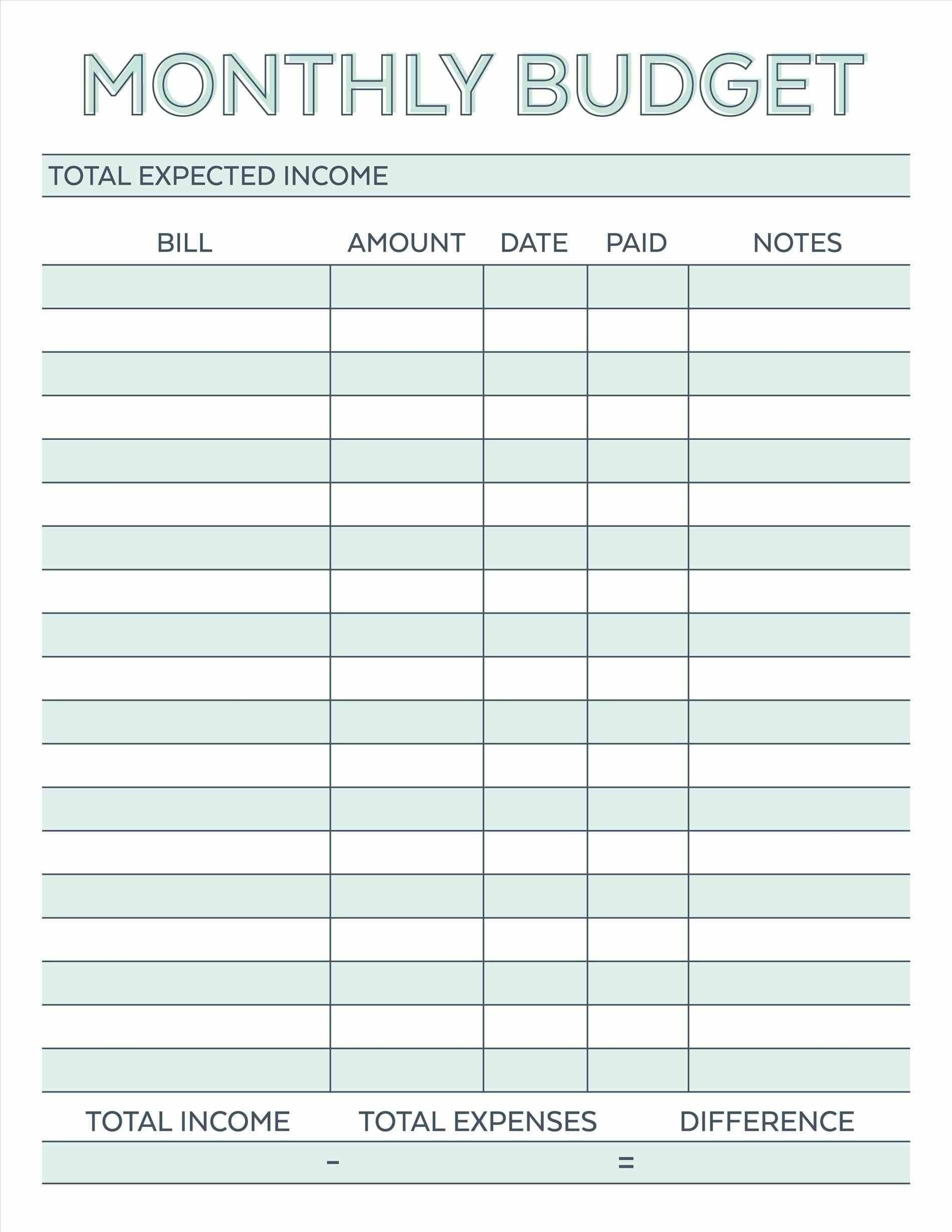 Catch Fillable Monthly Bill Payment Worksheet