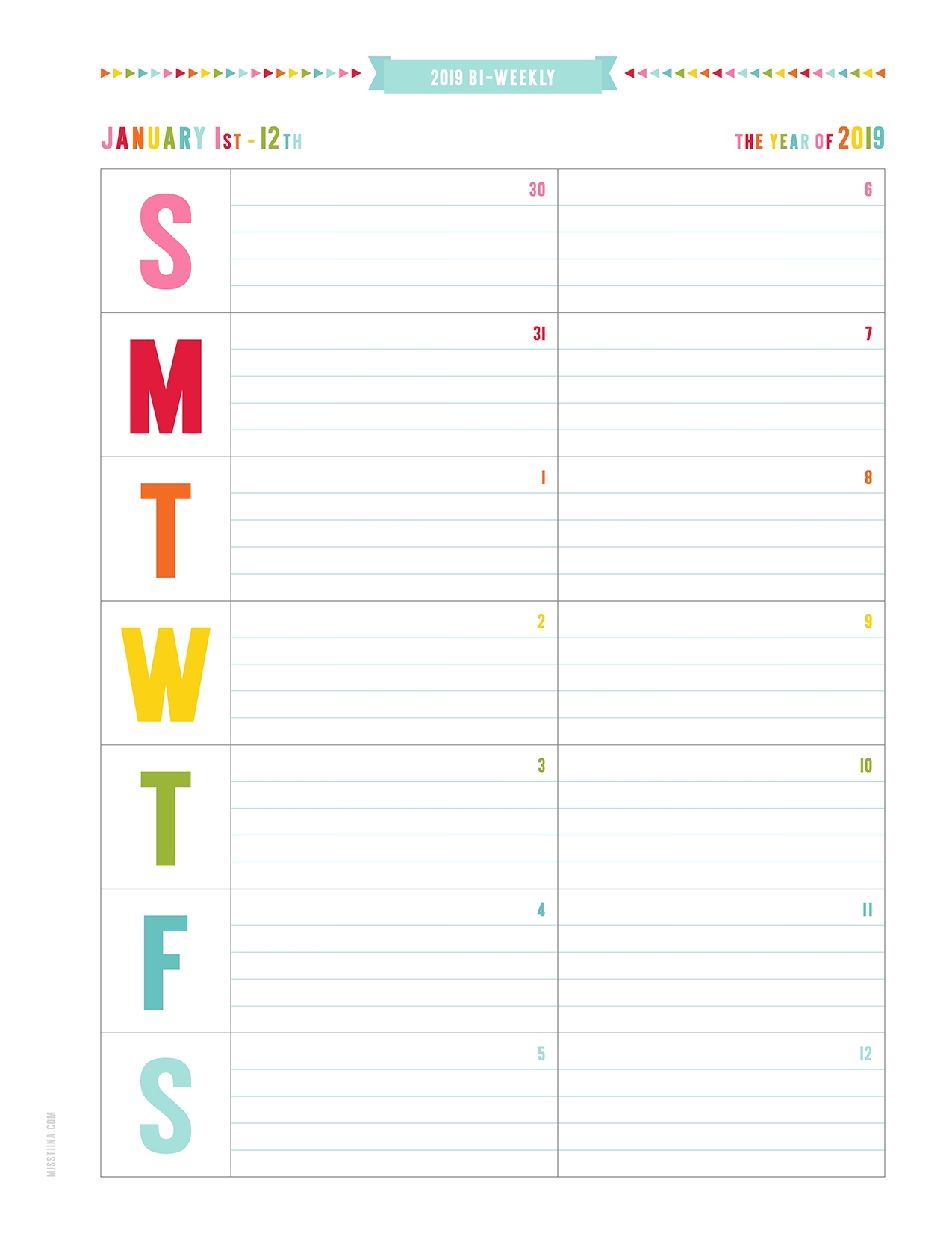 Free Bi Weekly Calendar Best Calendar Example
