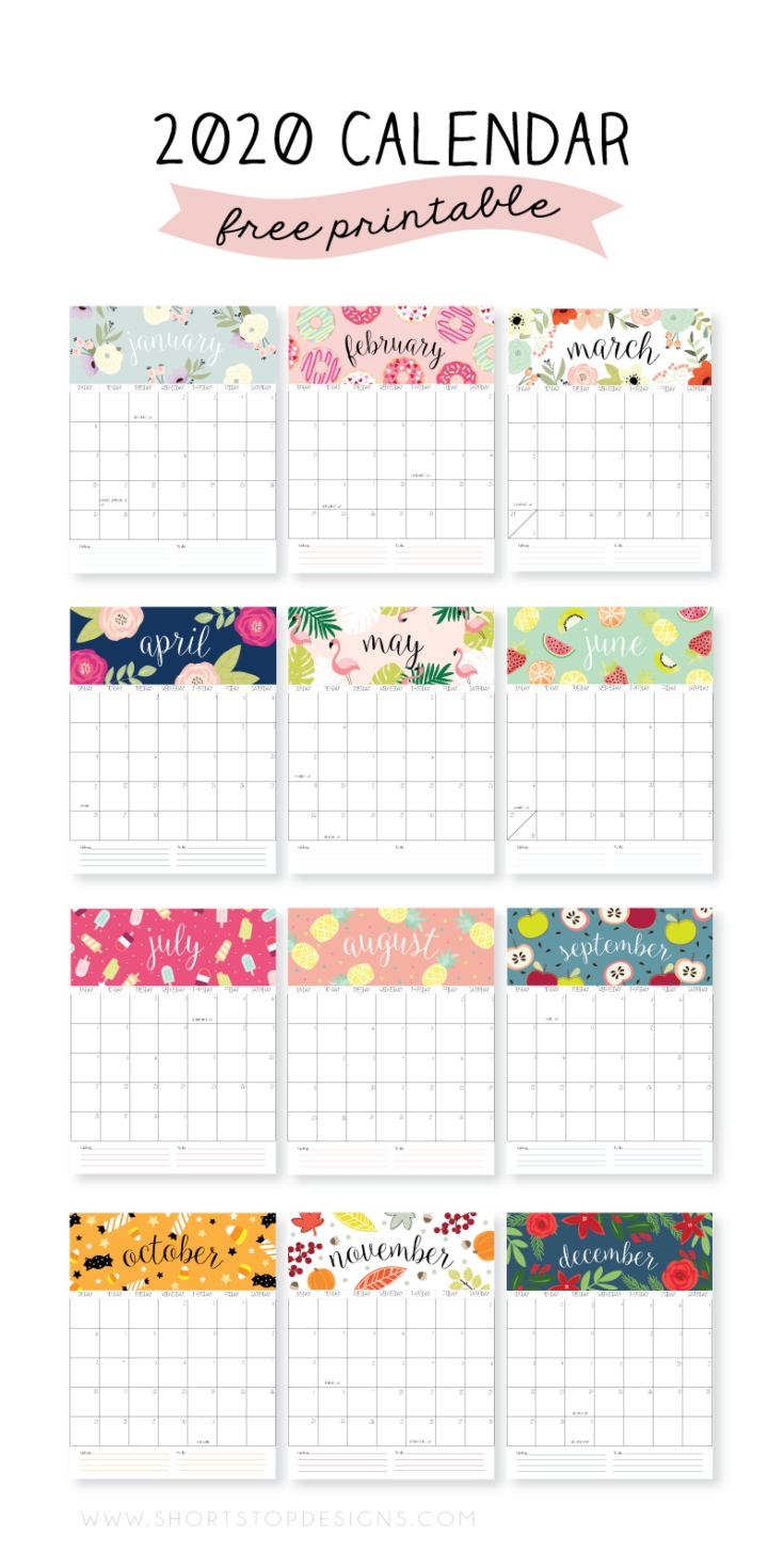 Catch Free Cute Monthly Calendar