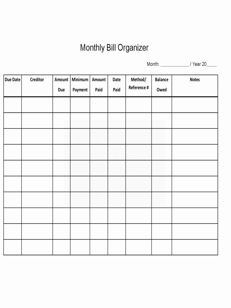 Catch Free Printable Bill Payment Chart
