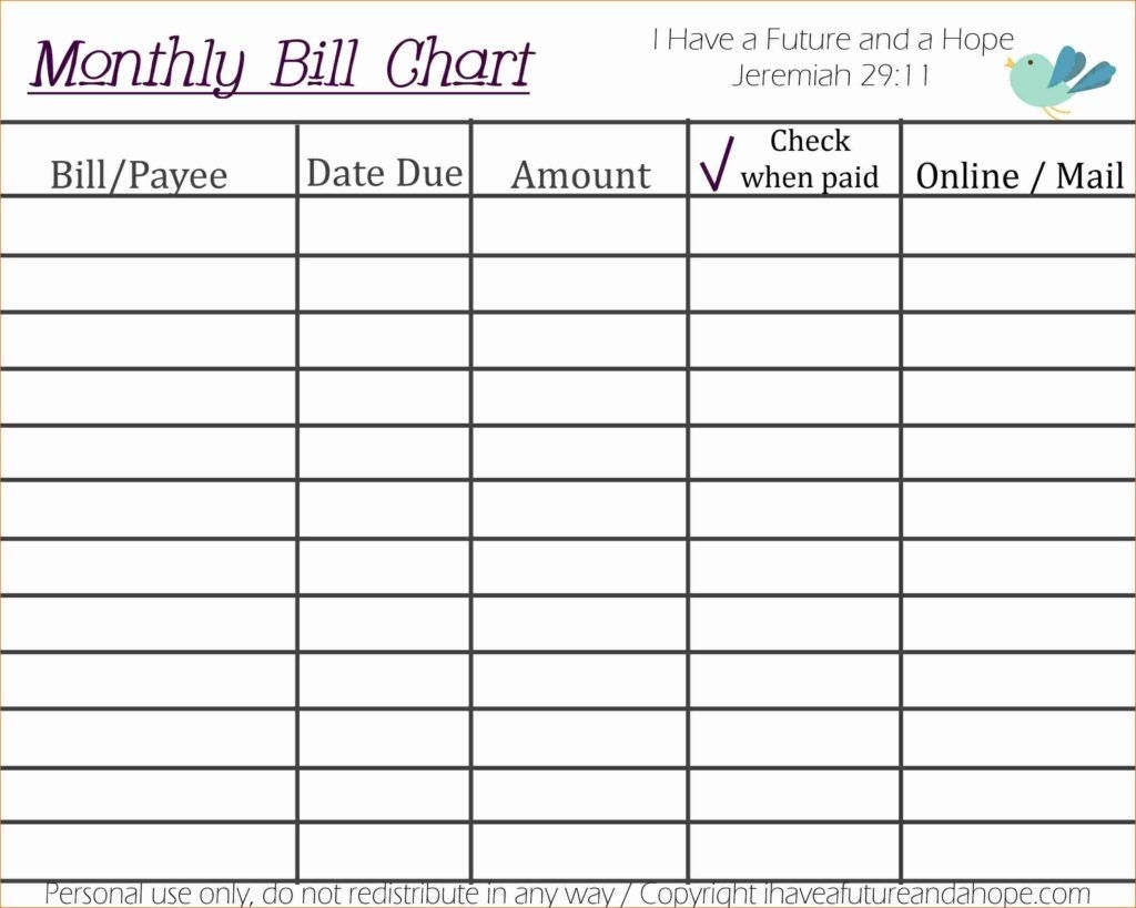 Catch Free Printable Bill Tracker Sheets