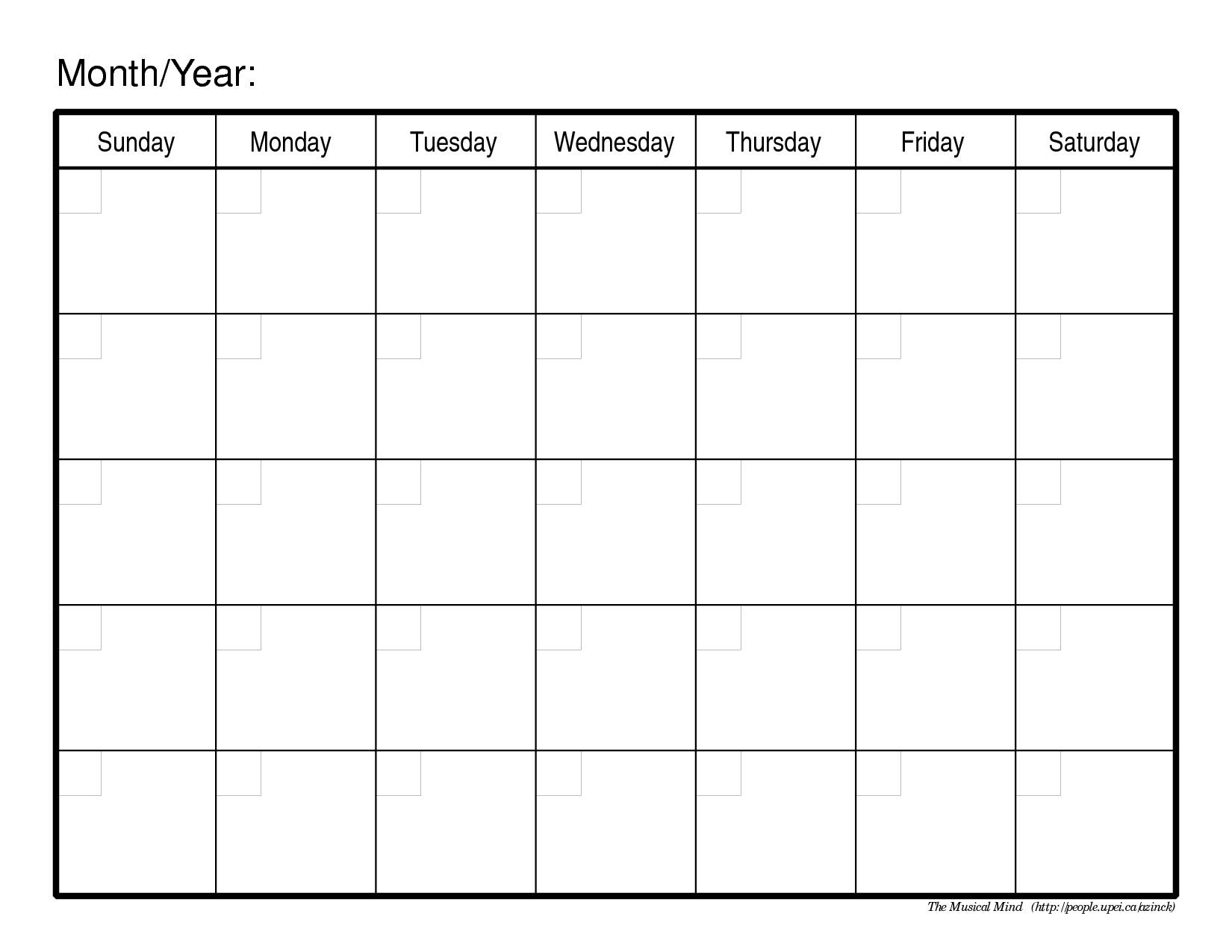 Catch Free Printable Calendar With Big Boxes