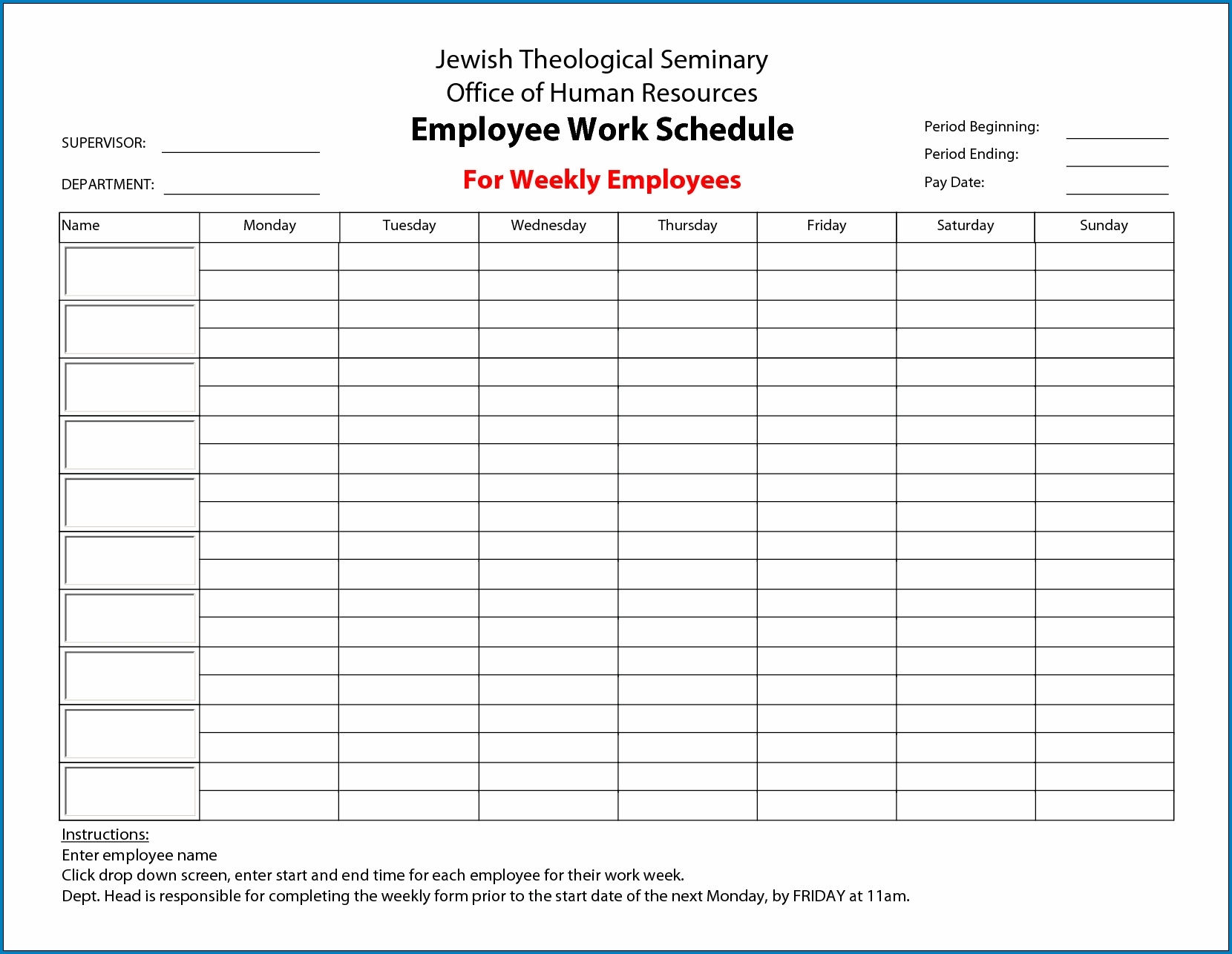 Catch Free Printable Employee Work Schedules