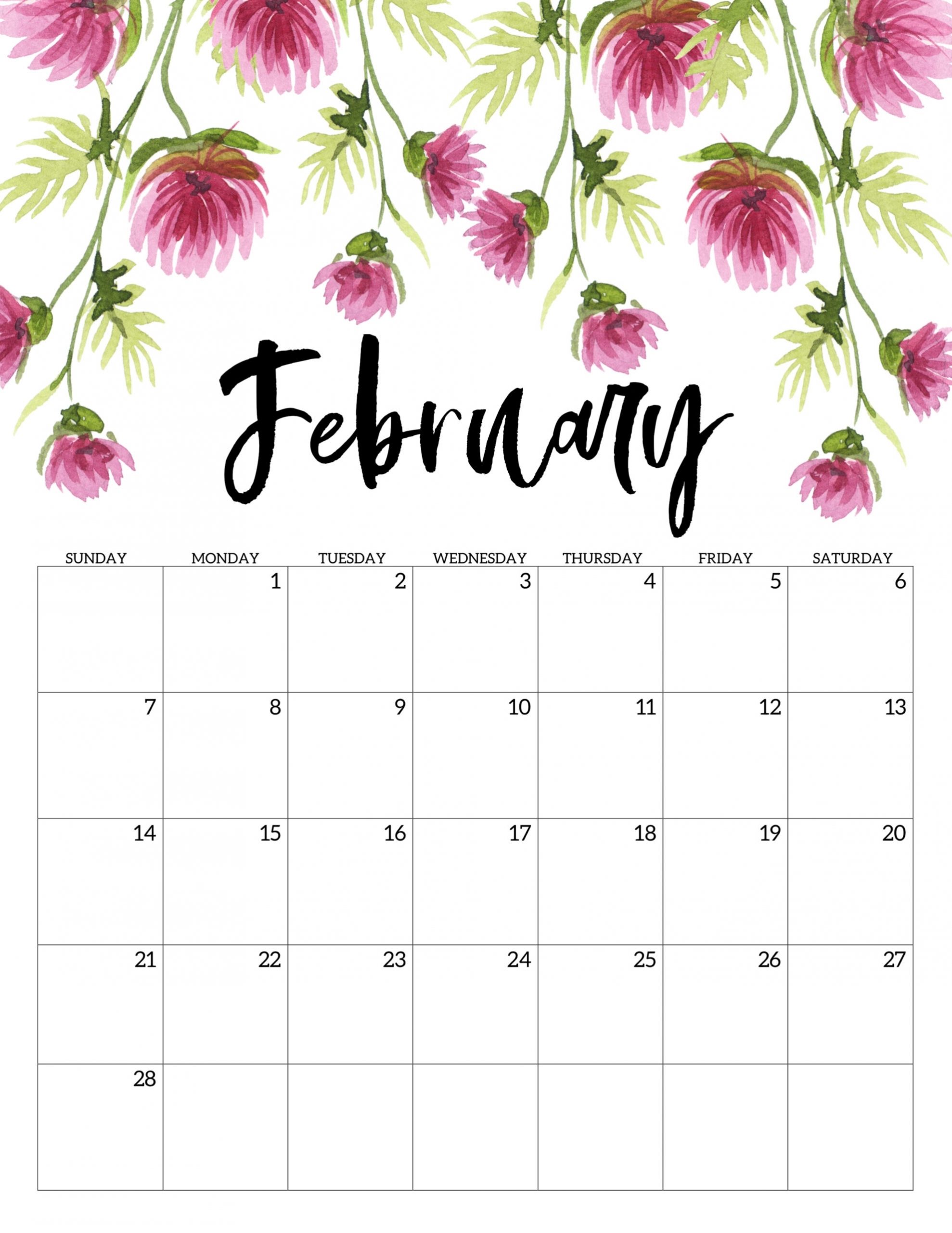 Catch Free Printable Floral Calendar 2021