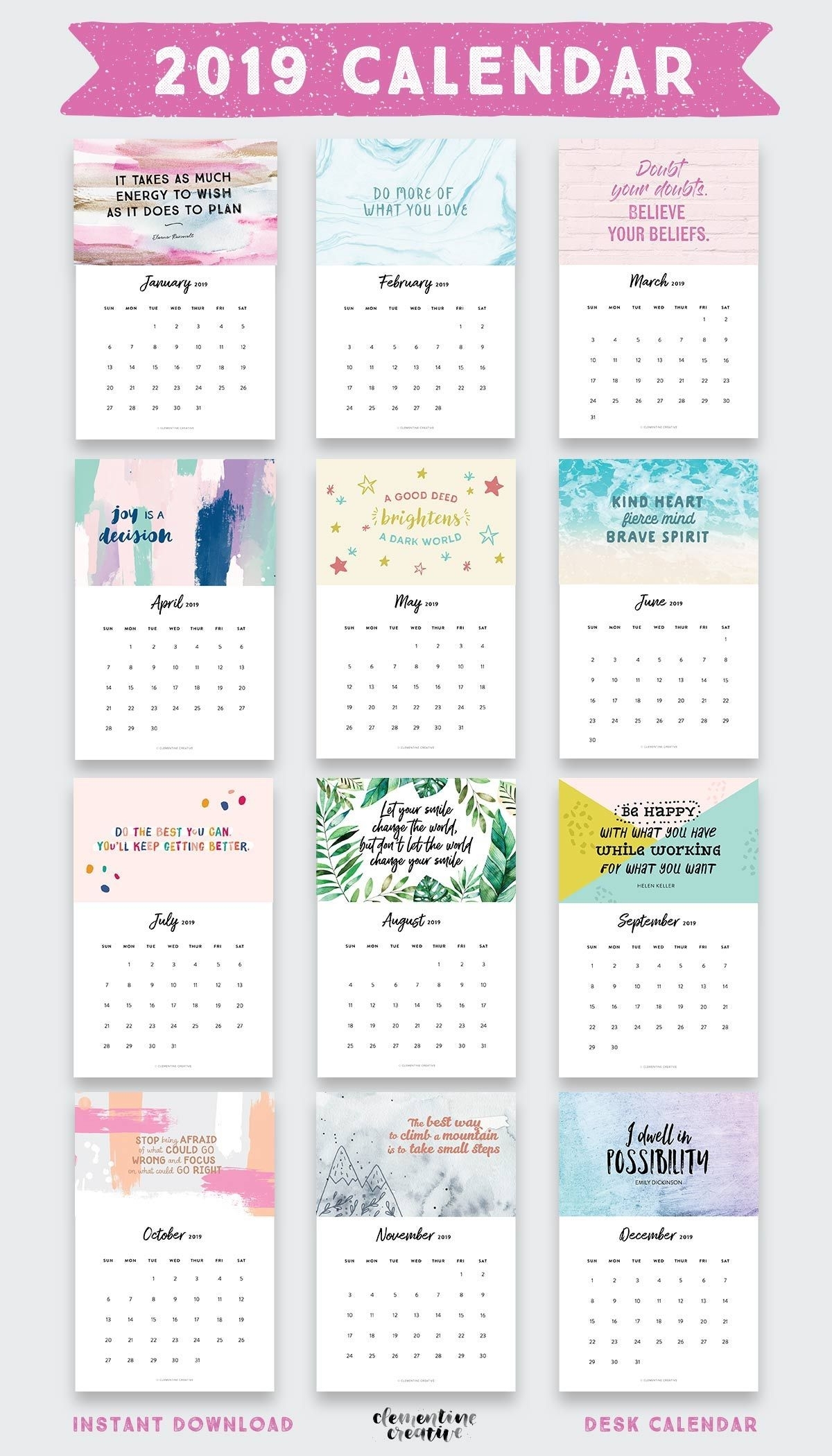 Catch Free Printable Inspirational Calendar