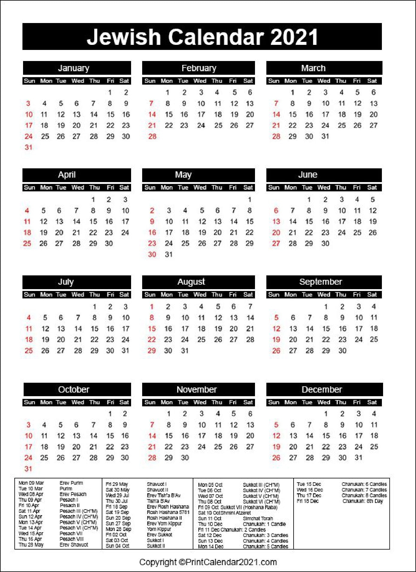 Jewish Holidays 2021 | Best Calendar Example