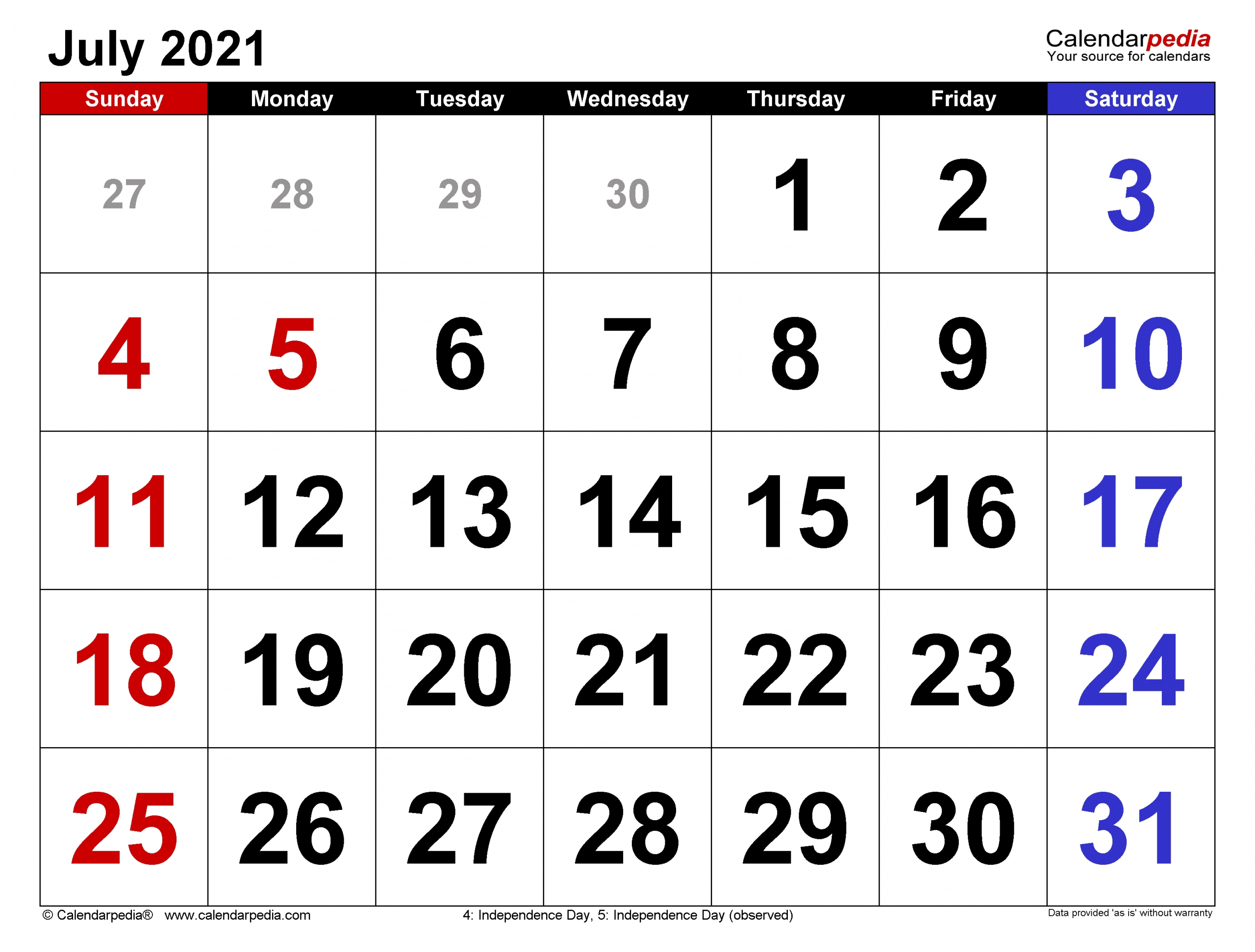 Catch July 2021 Calendar Template