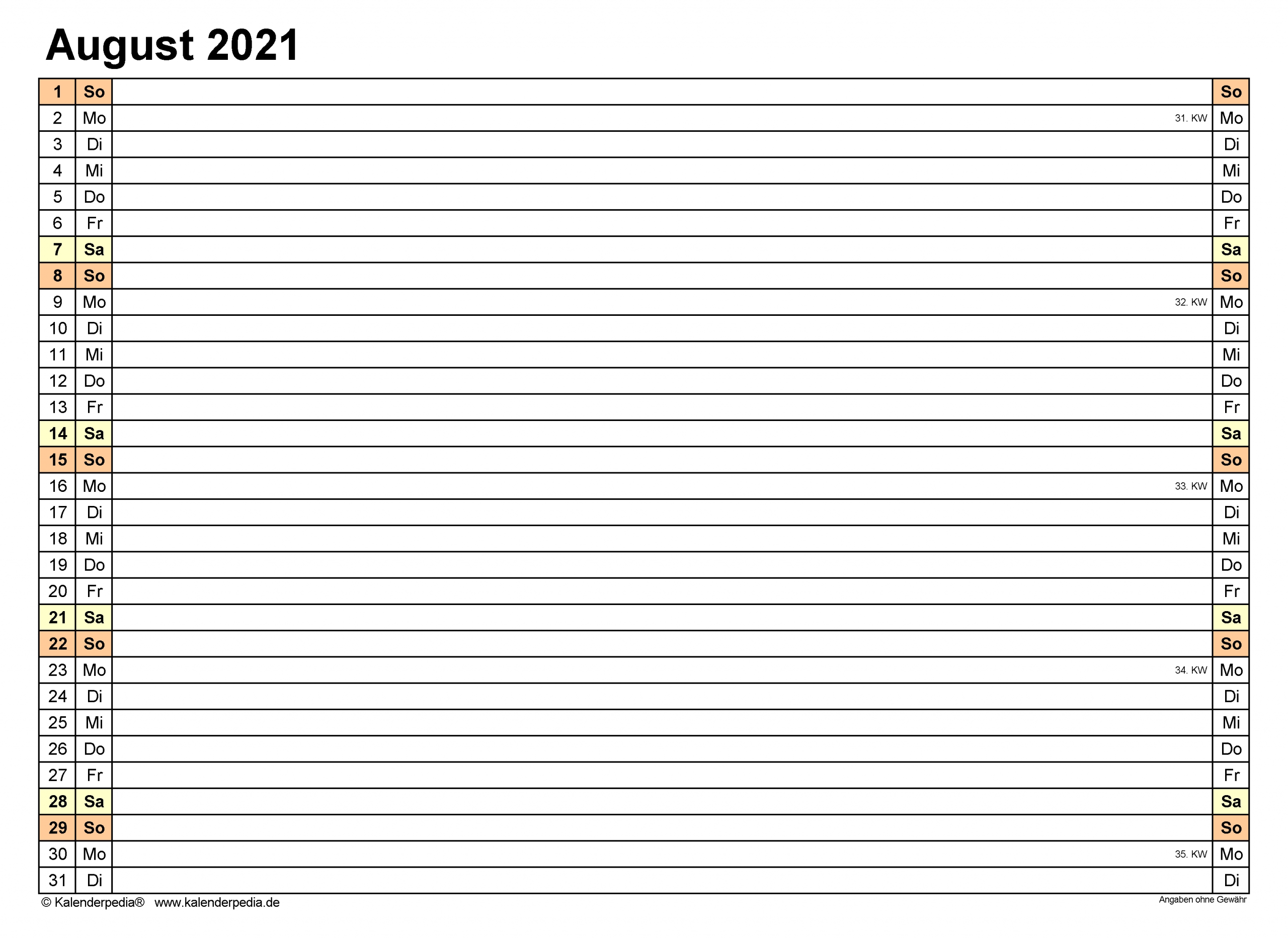Kalenderblatt 2021 - Catch Kalenderblatt August 2021 Zum ...