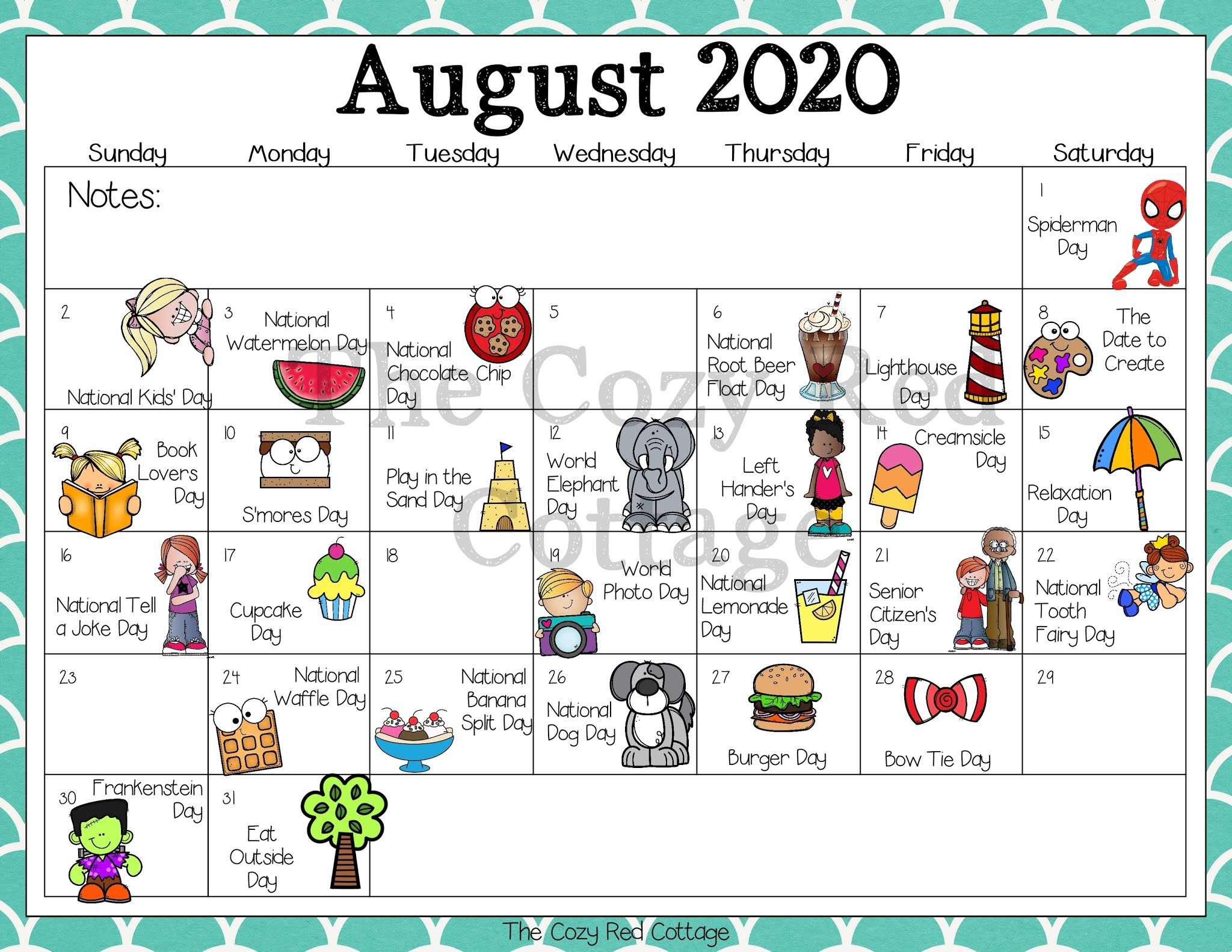 Catch Kids August Calendar