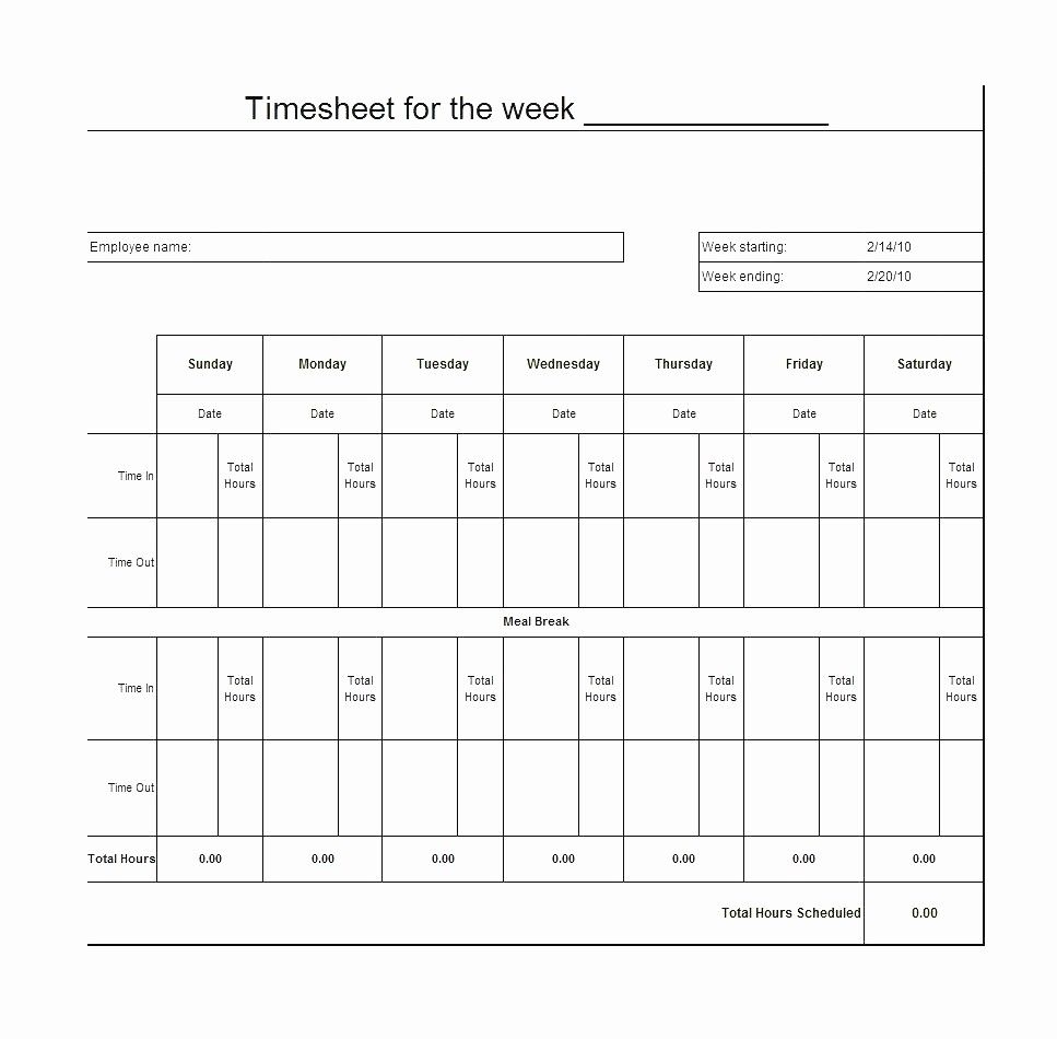 Catch Manual Monday – Friday Time Sheet Template