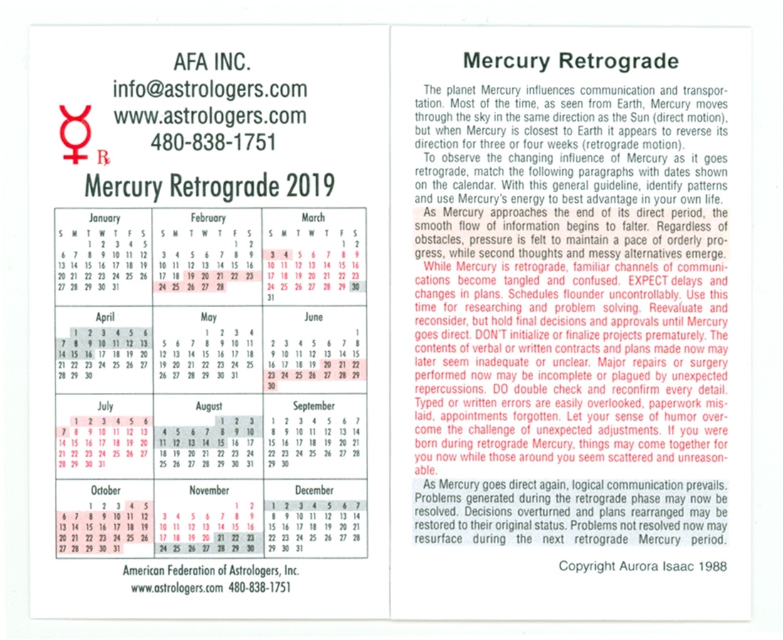 Catch Mercury In Retrograde 2021 Calendar