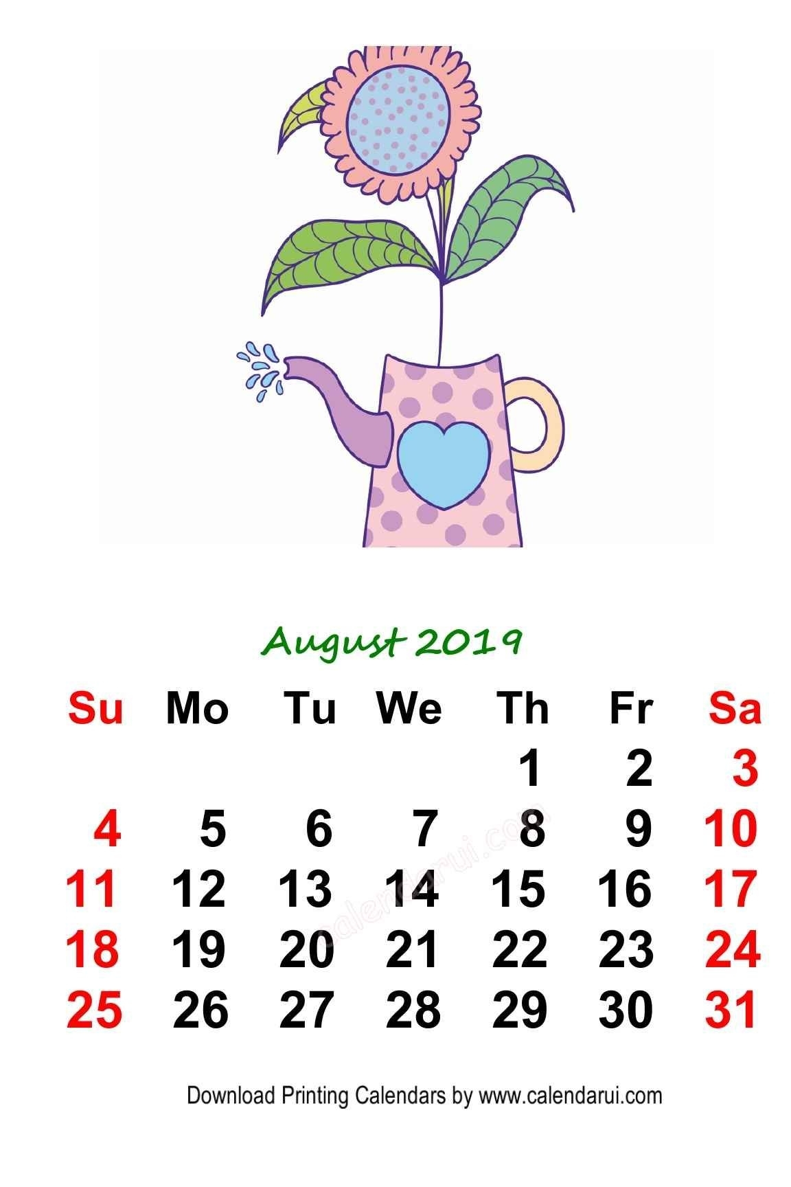 Catch Mini Calendar August