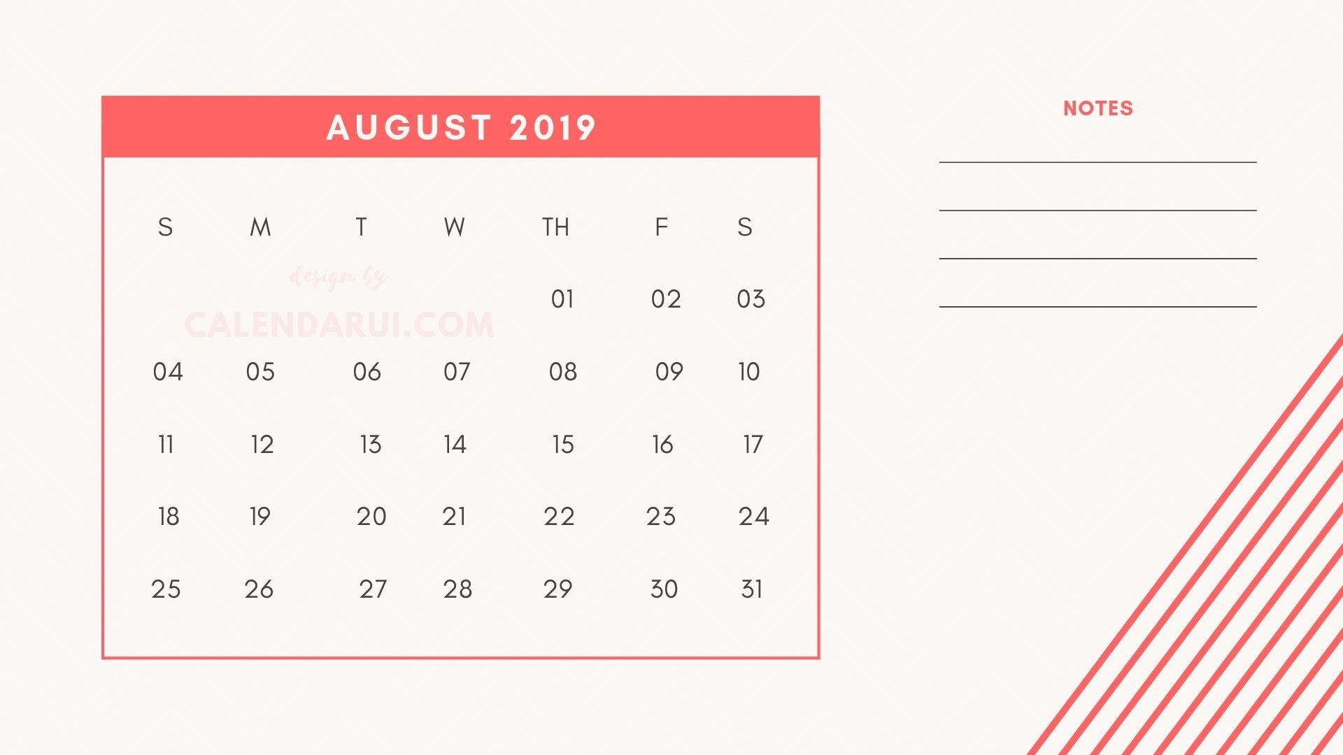 Catch Mini Calendar August