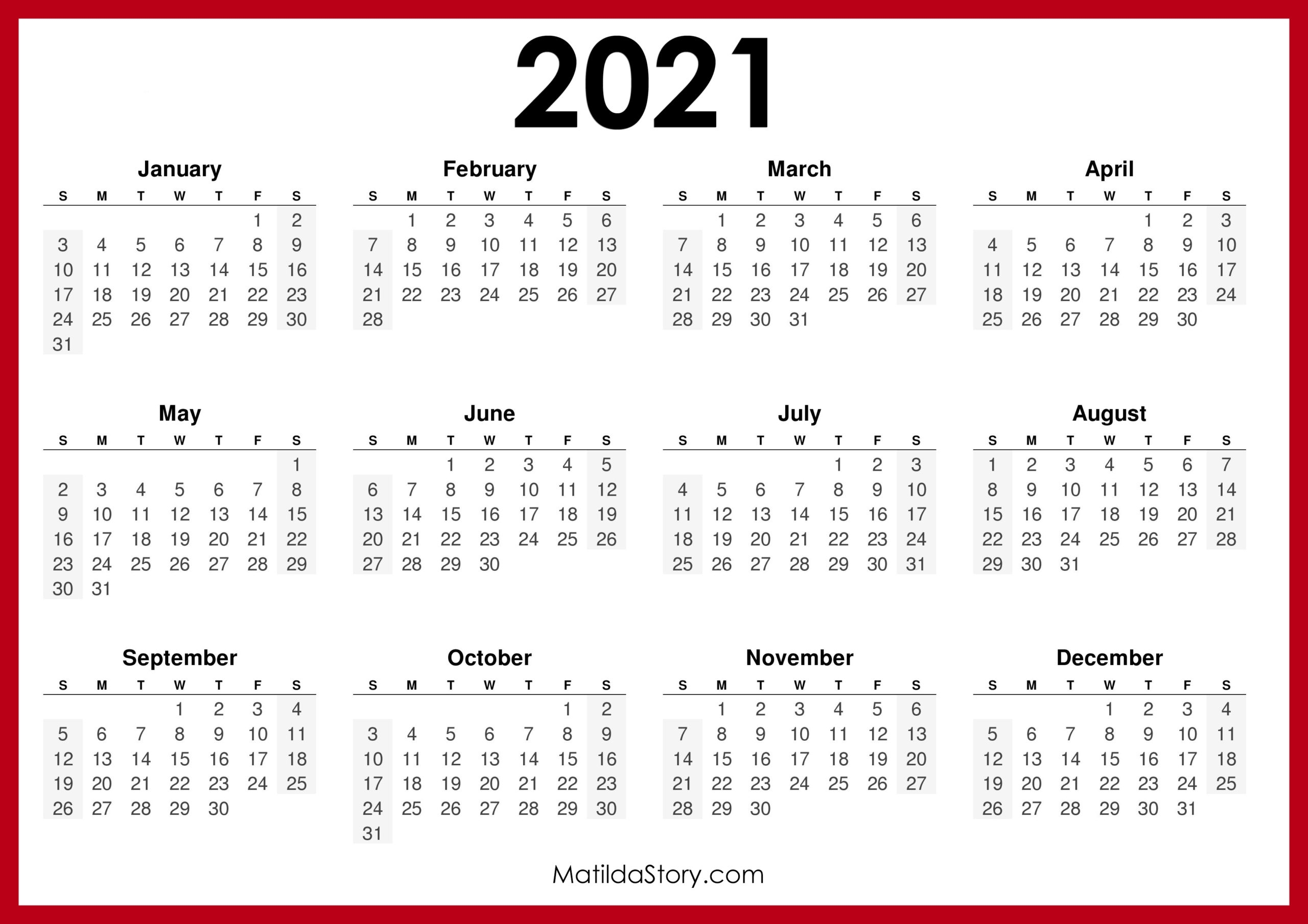 Catch Monday Through Sunday Calendar 2021