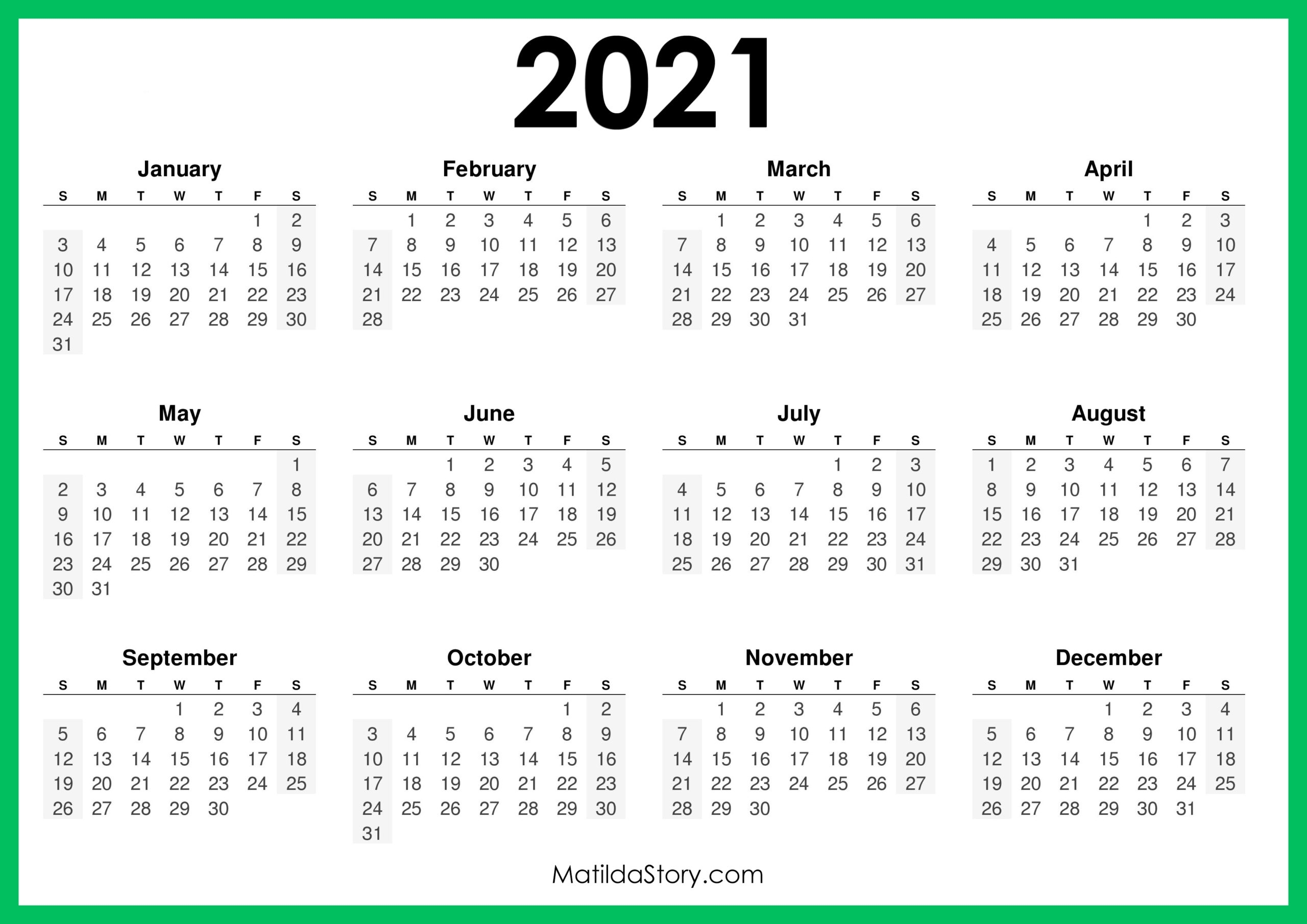 Catch Monday To Sunday 2021 Calendar