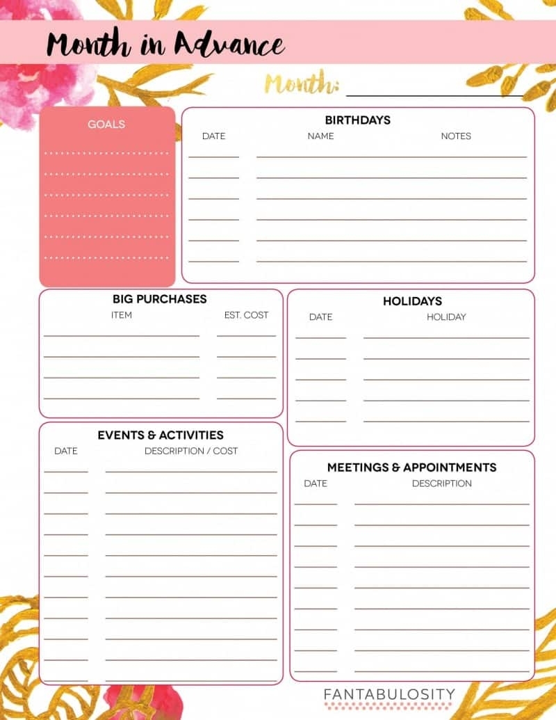 Catch Month At A Glance Free Template